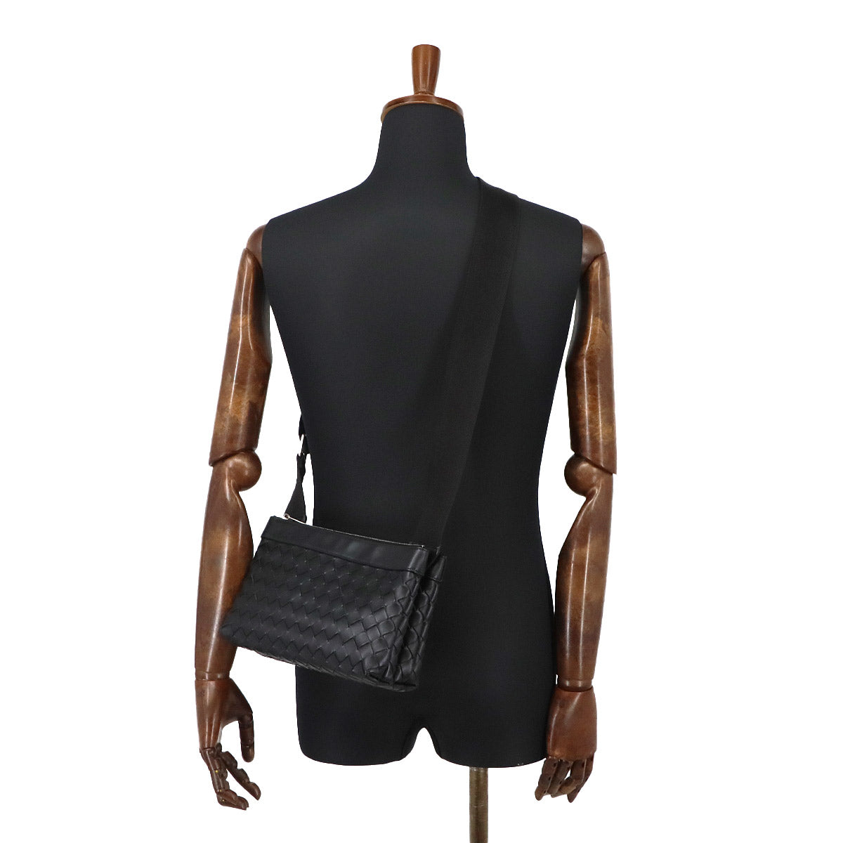 Intrecciato Duo Shoulder Bag Leather Black 651938