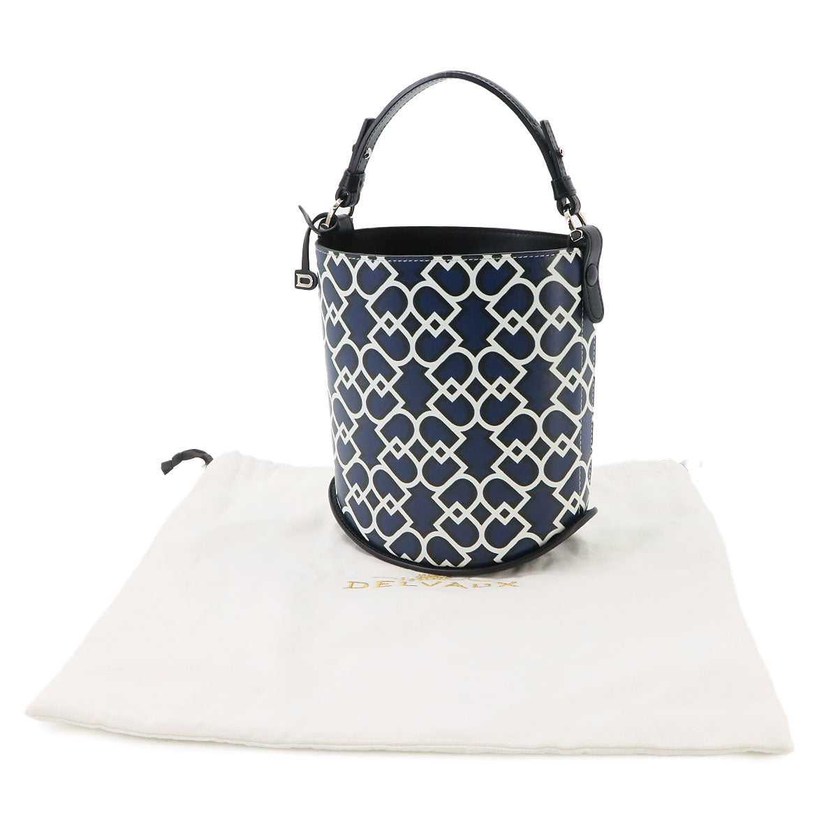 Pin Mini Hand Bag Leather Blue Black