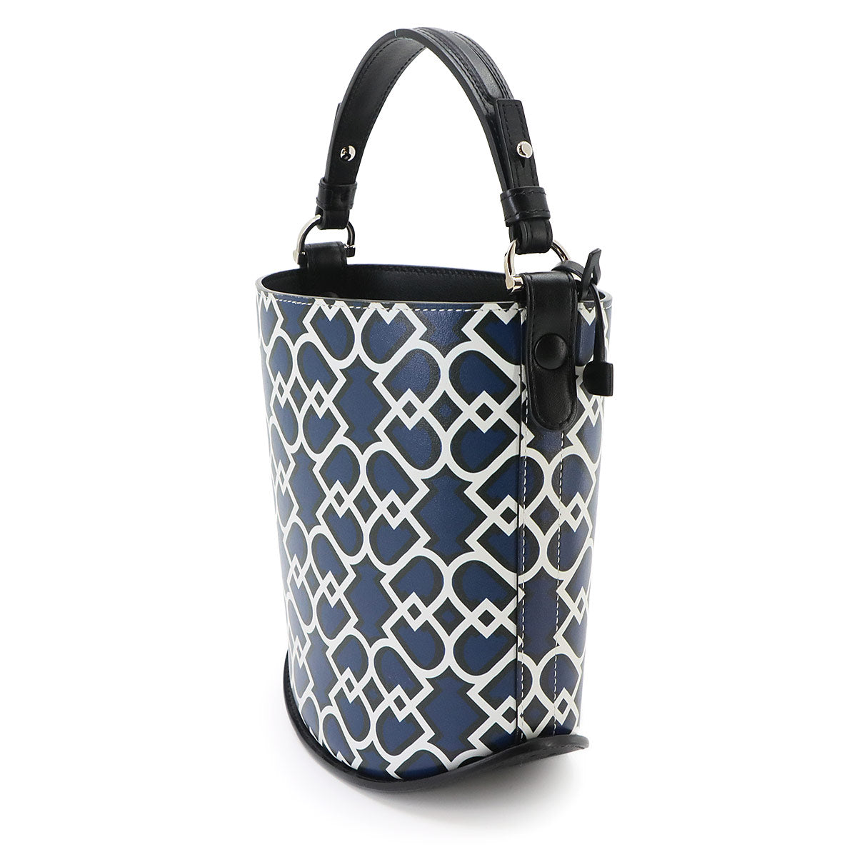 Pin Mini Hand Bag Leather Blue Black