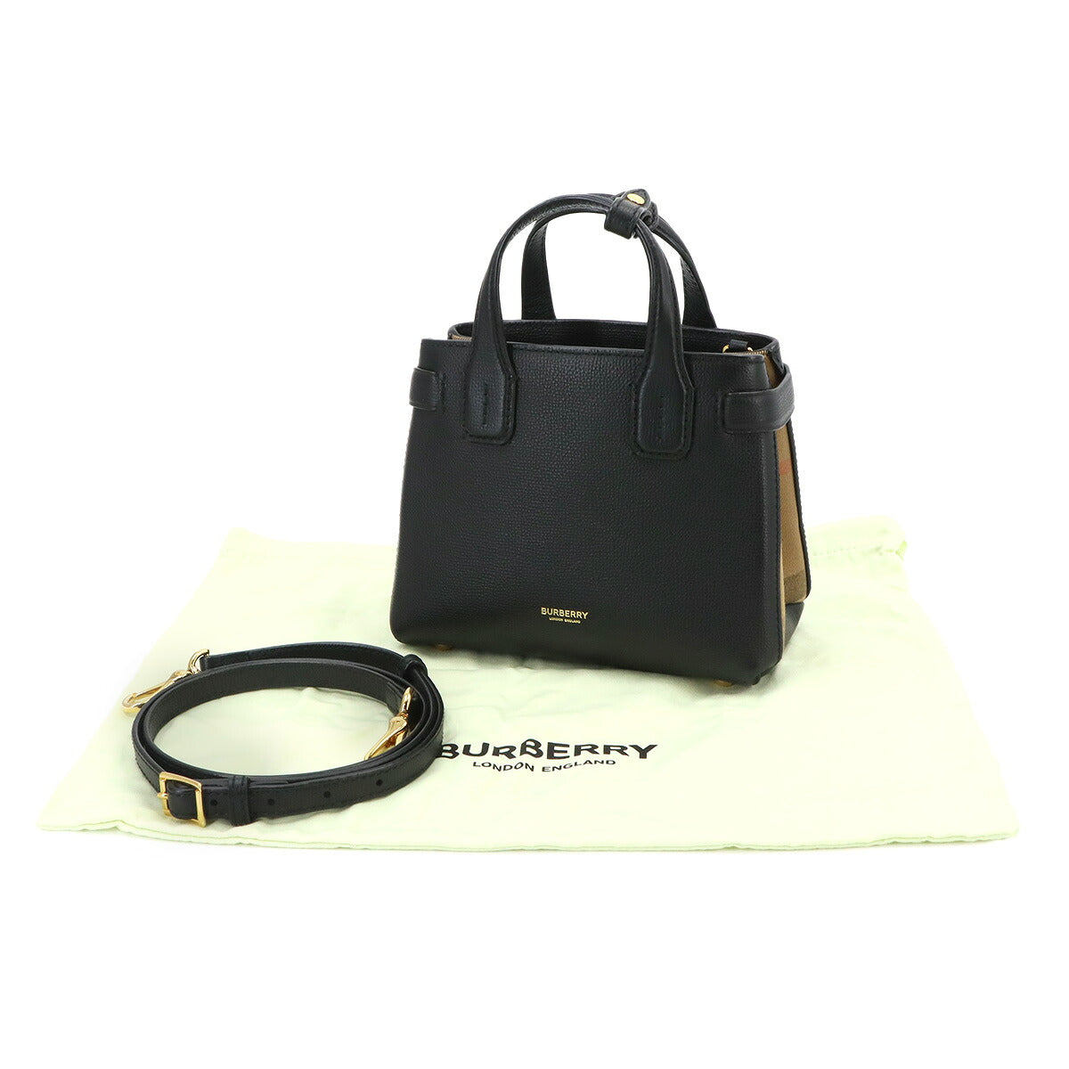 Plaid Baby Banner Hand Shoulder Bag Canvas Leather 8067050