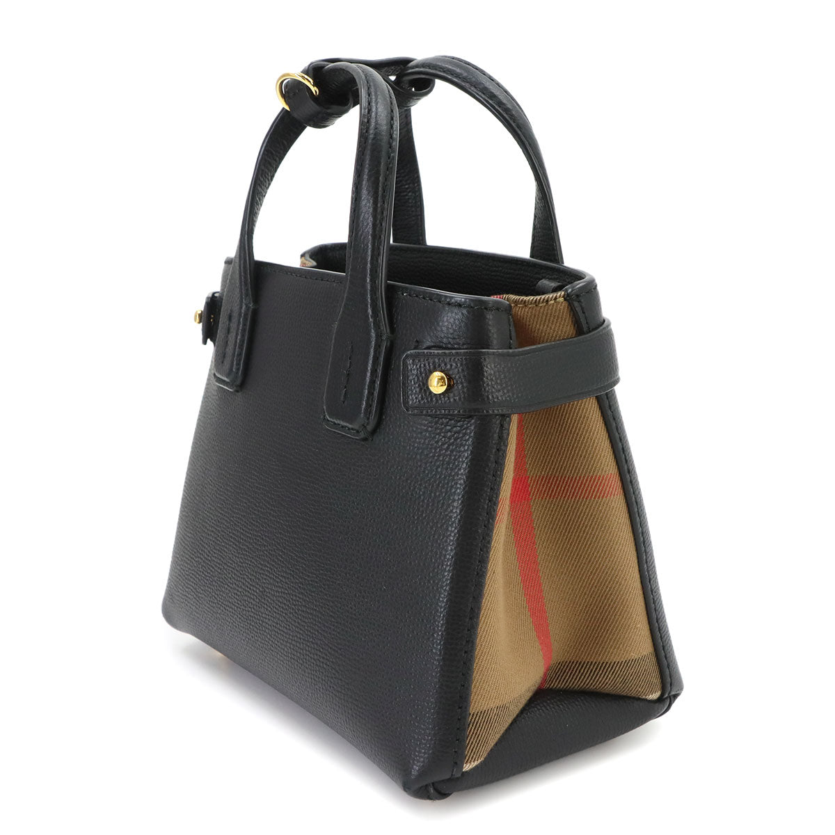 Plaid Baby Banner Hand Shoulder Bag Canvas Leather 8067050