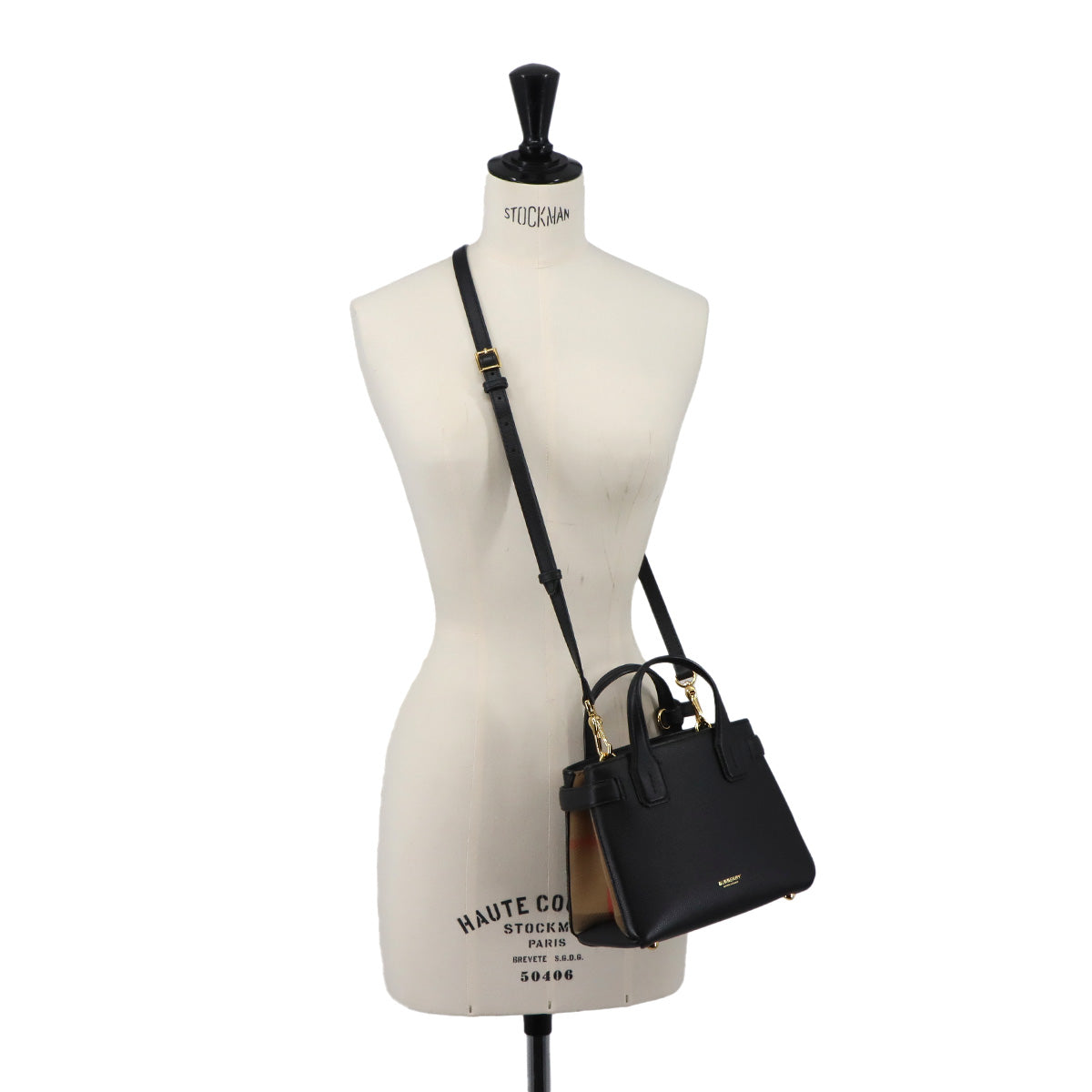 Plaid Baby Banner Hand Shoulder Bag Canvas Leather 8067050