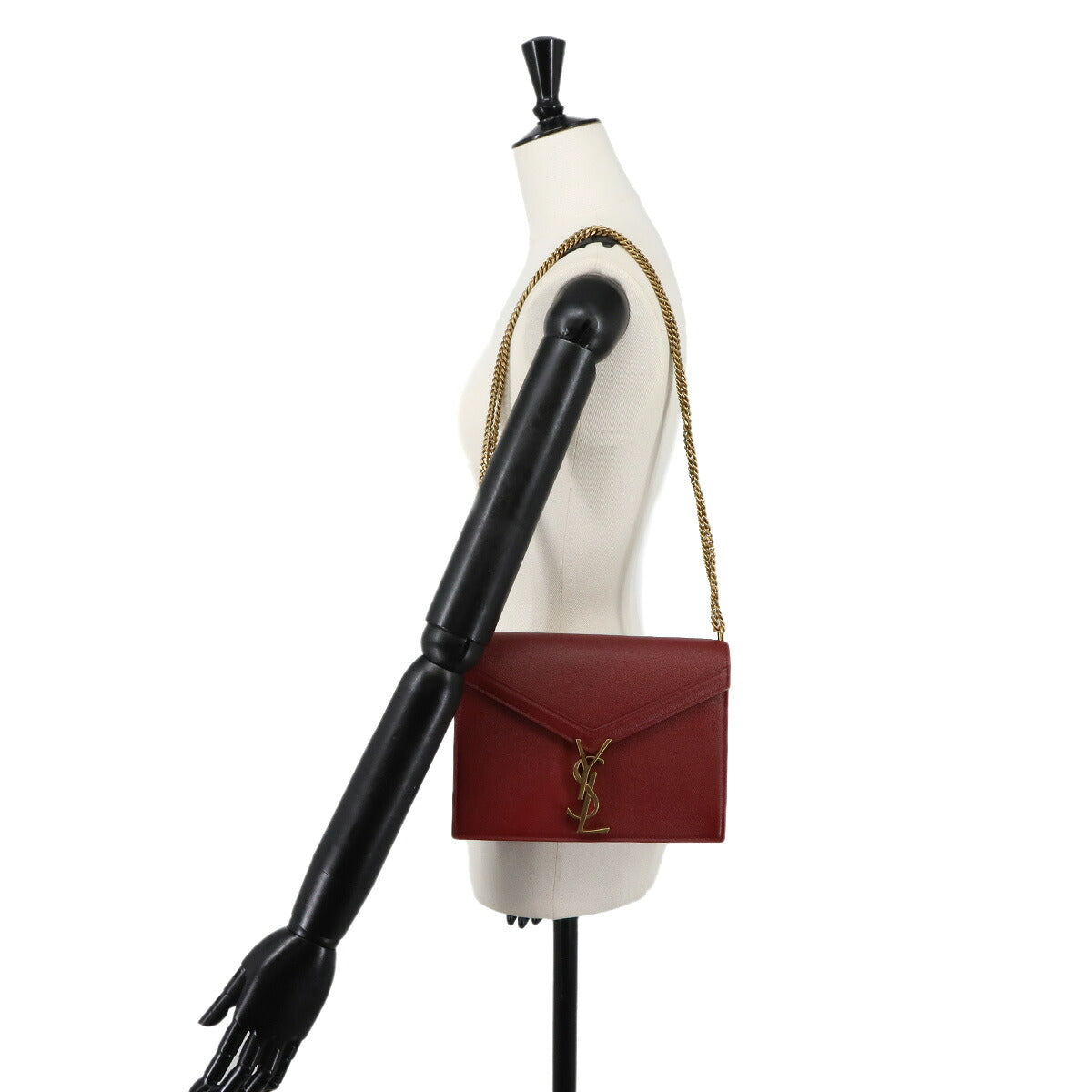 Cassandre Envelope Chain Shoulder Bag Leather Red 532750