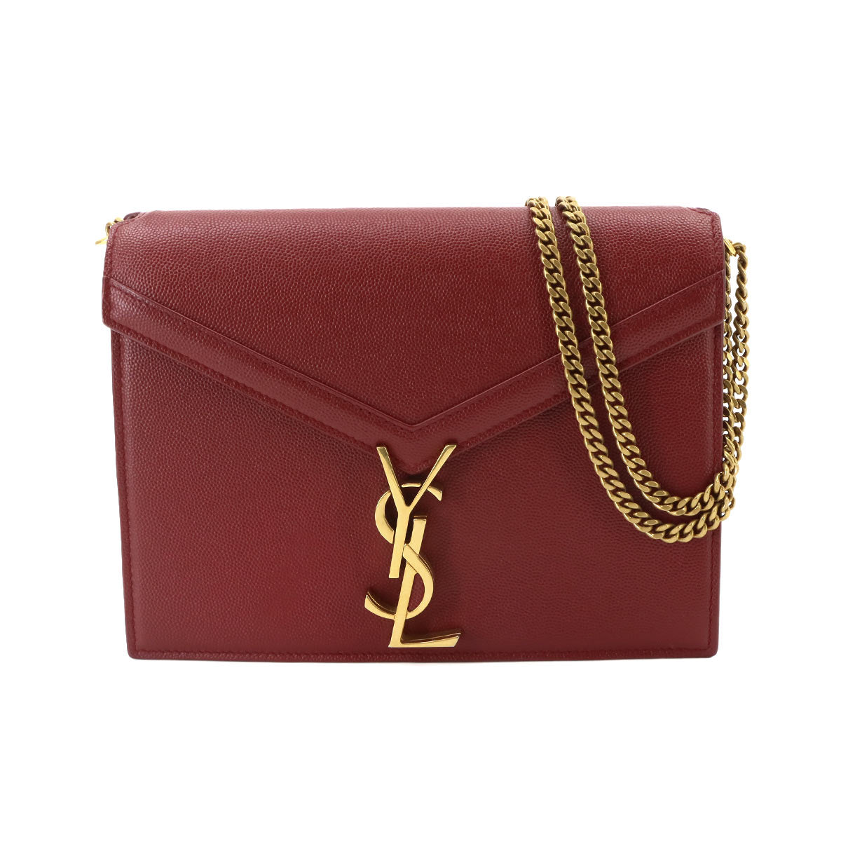 Cassandre Envelope Chain Shoulder Bag Leather Red 532750