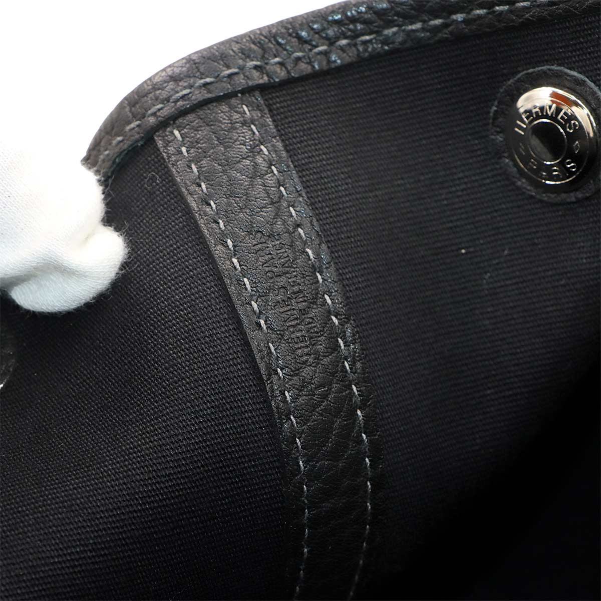 Garden Party PM Tote Bag Toile Officier Leather Black