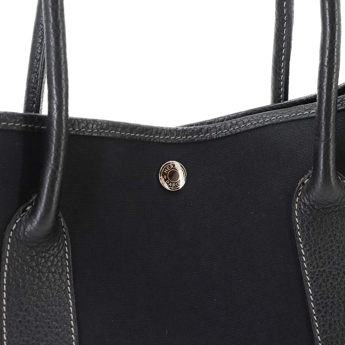 Garden Party PM Tote Bag Toile Officier Leather Black