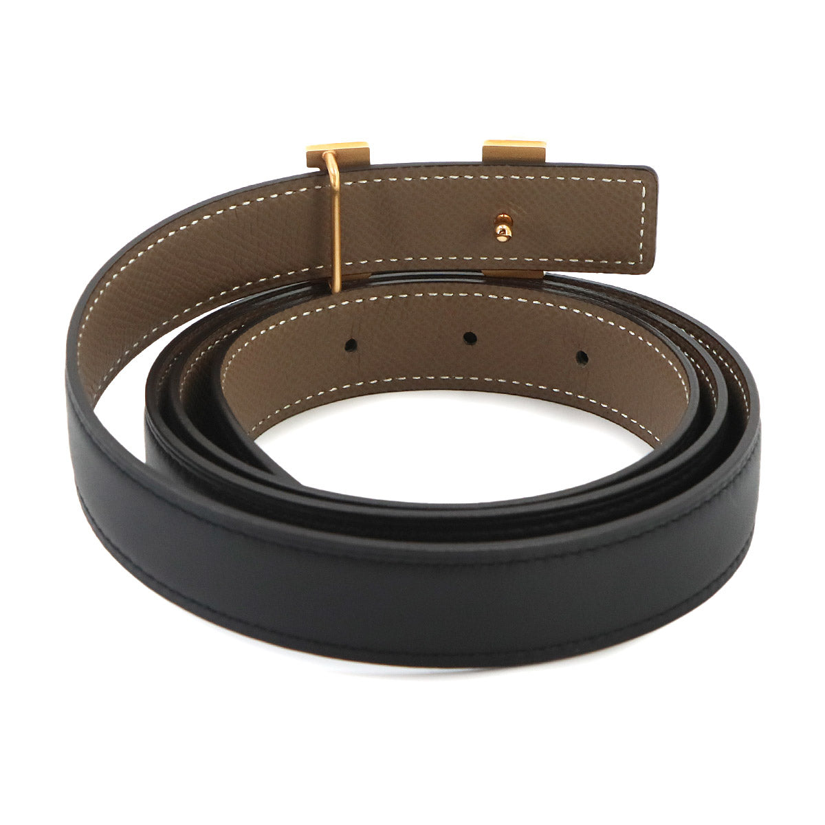 Mini Constance Reversible H Belt Swift Epsom Black Etoupe 100