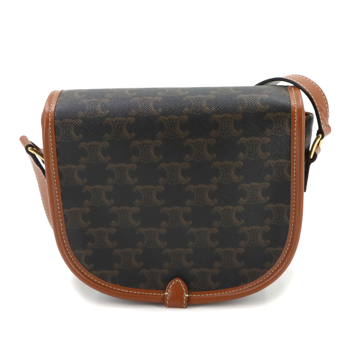 Triomphe Medium Folco Shoulder Bag PVC Leather Tan 191502