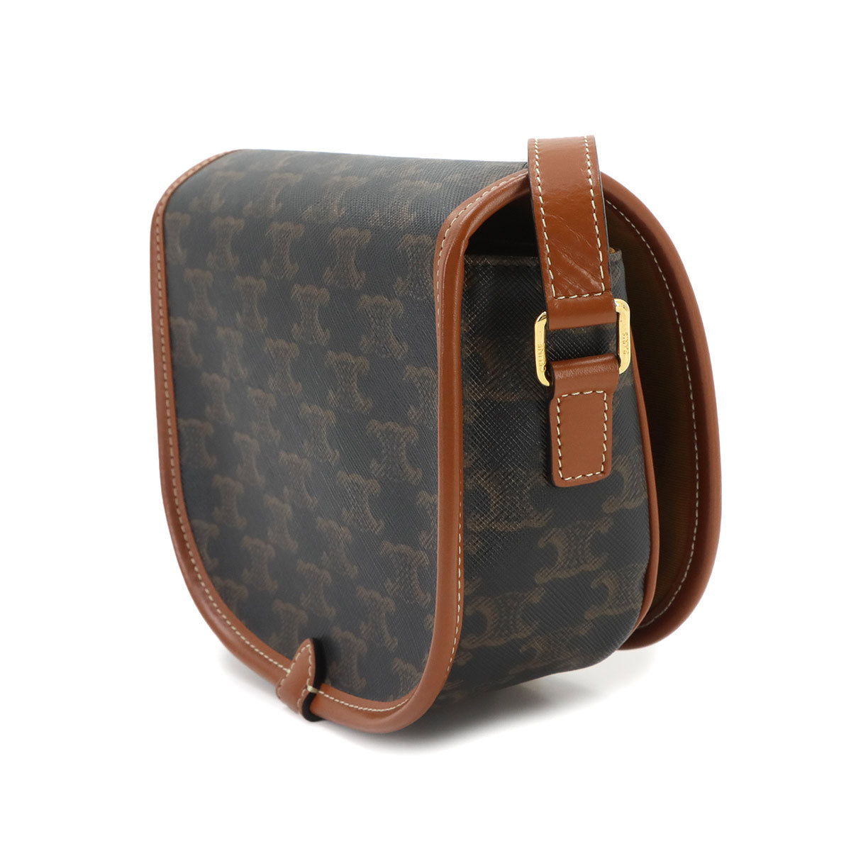 Triomphe Medium Folco Shoulder Bag PVC Leather Tan 191502