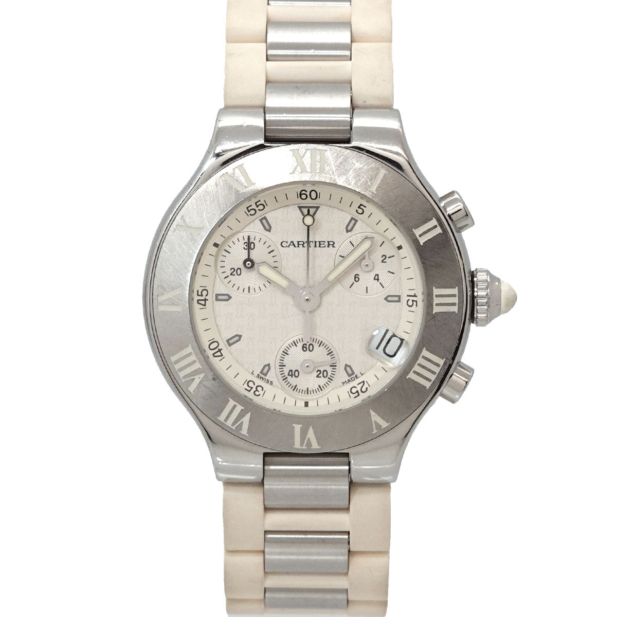 Must 21 Chronoscaph W10197U2 Quartz White Dial Ladies Watch