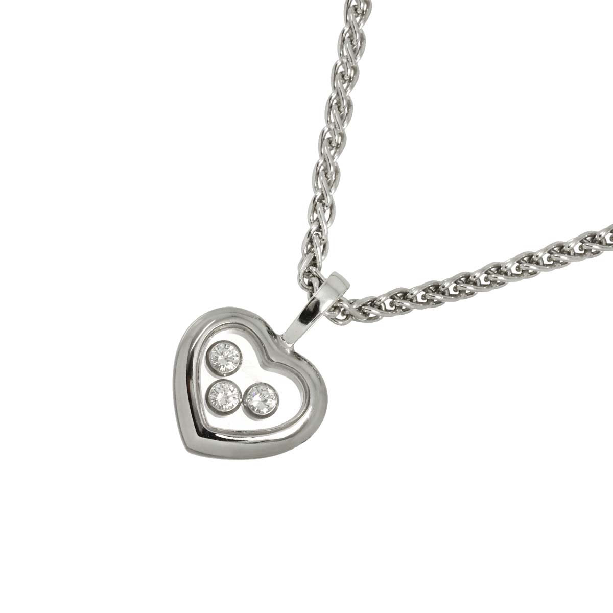 Happy Diamond Heart Necklace 18K White Gold 750