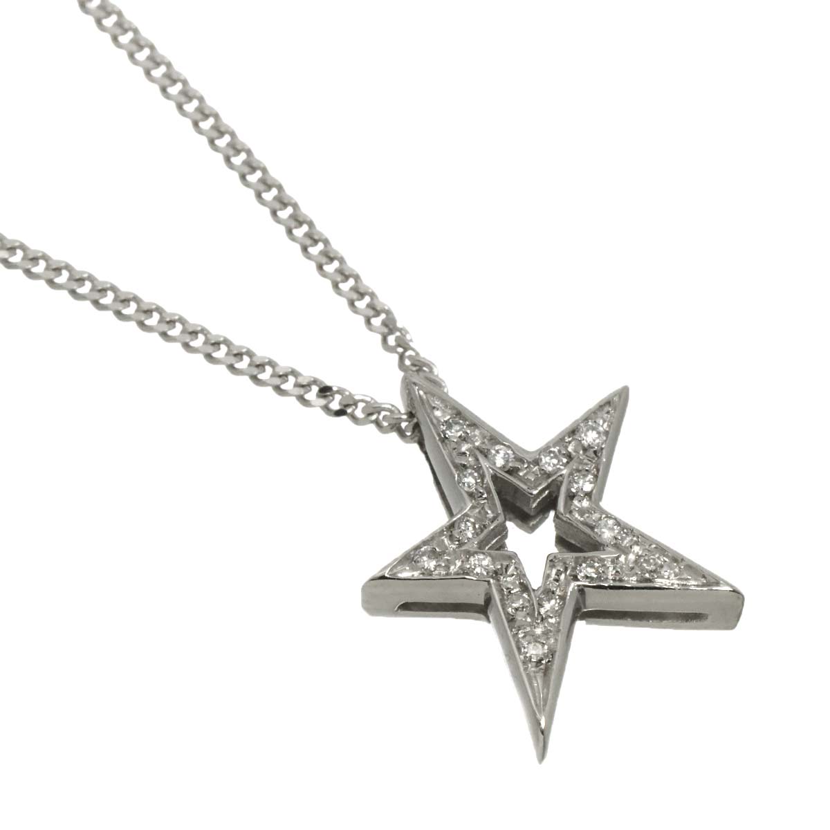 Star Motif Diamond Necklace 18K WG 750