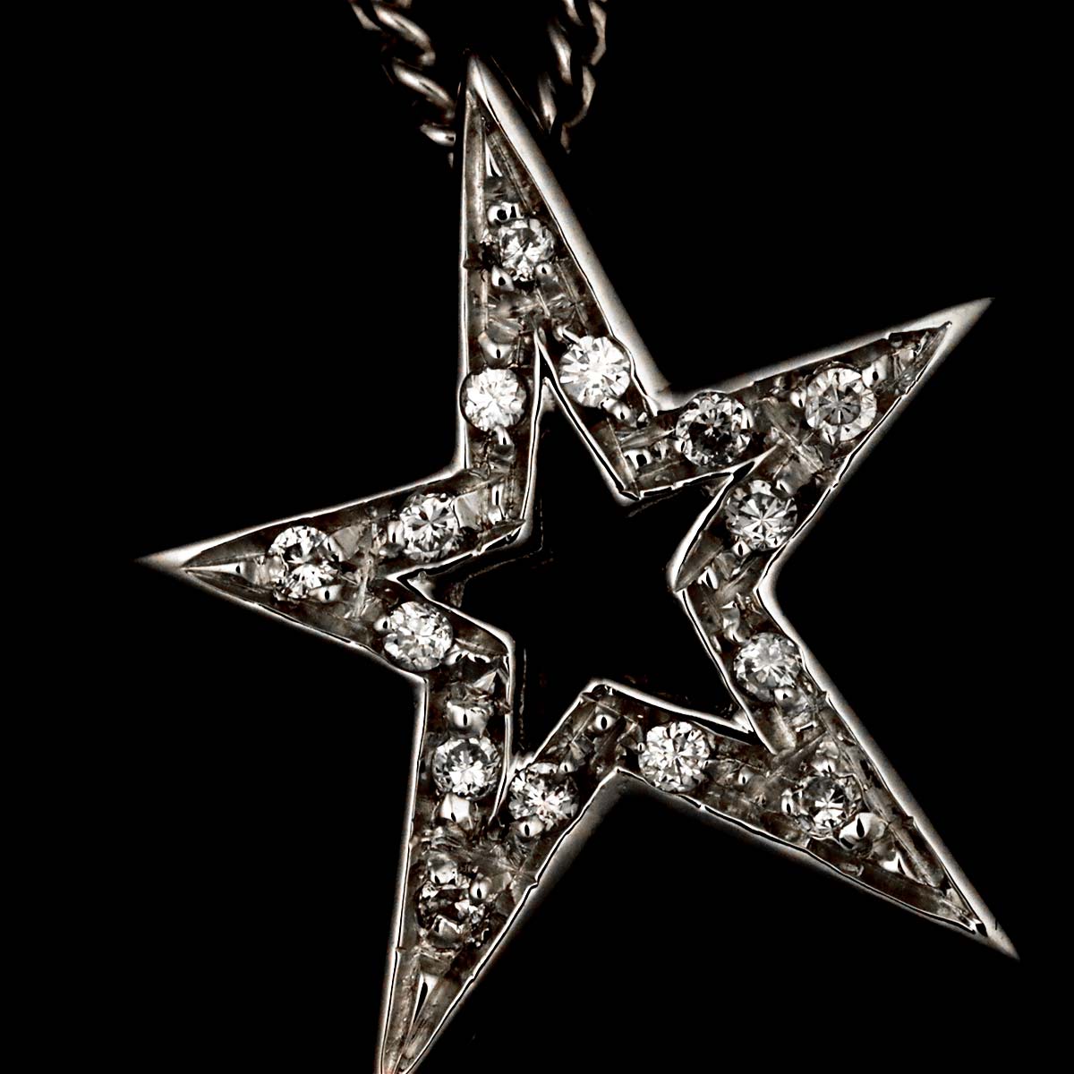 Star Motif Diamond Necklace 18K WG 750