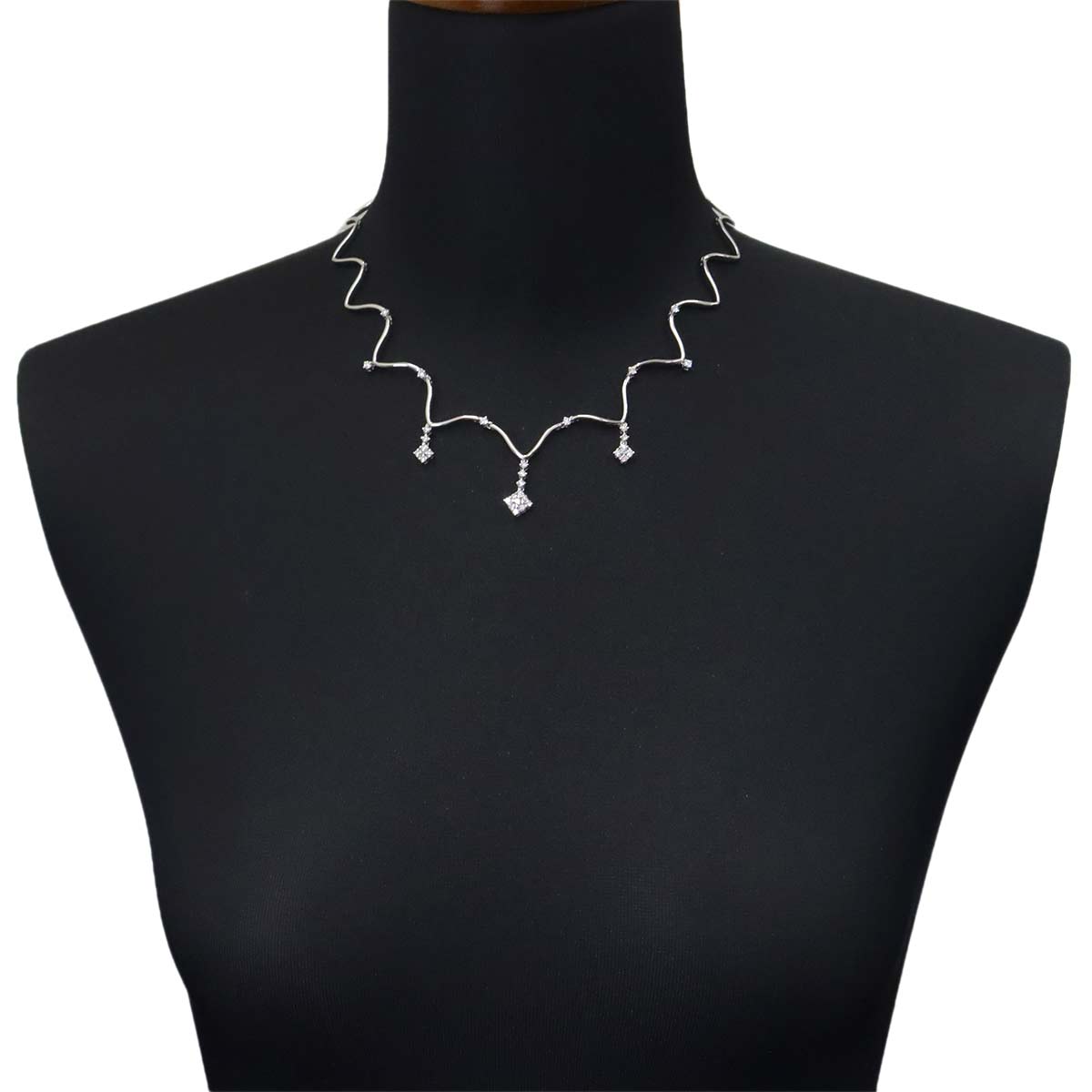 Diamond Necklace 18K WG White Gold 750