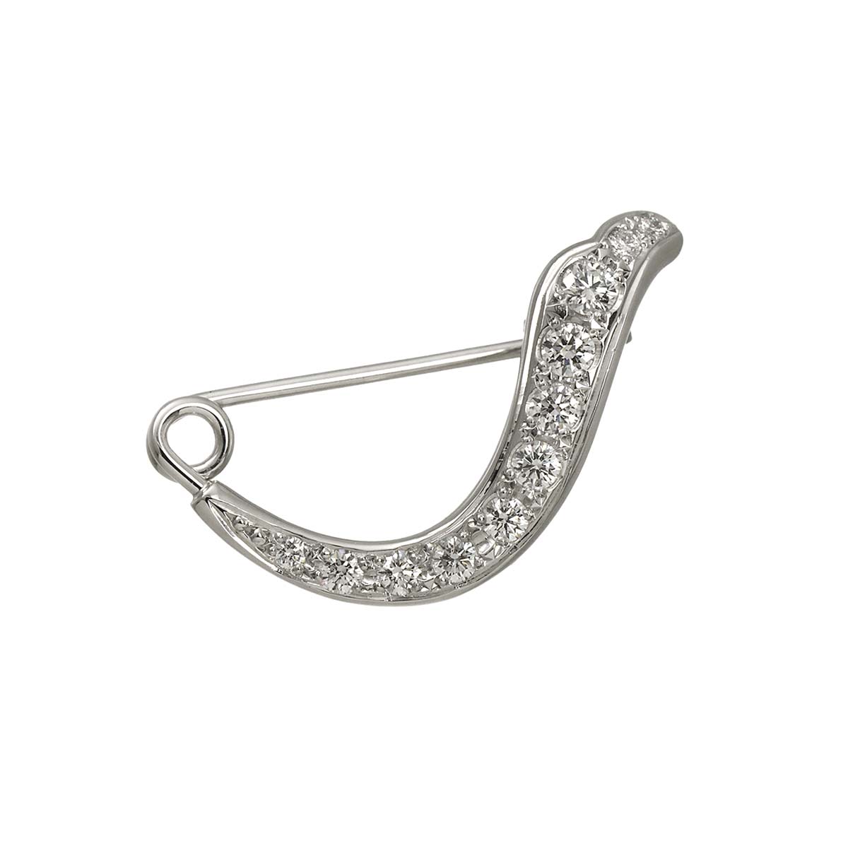 Diamond Brooch 18K White Gold 750