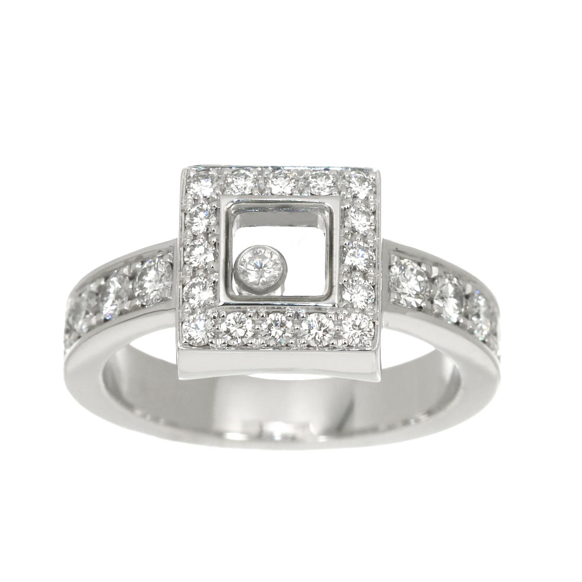 Happy Diamond Ring 18K White Gold 750 Size7.25(US)