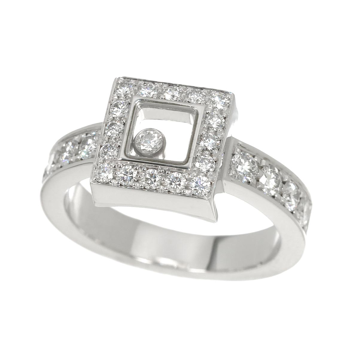 Happy Diamond Ring 18K White Gold 750 Size7.25(US)
