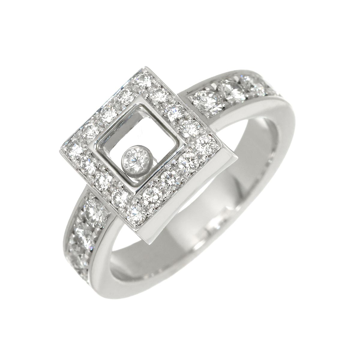 Happy Diamond Ring 18K White Gold 750 Size7.25(US)