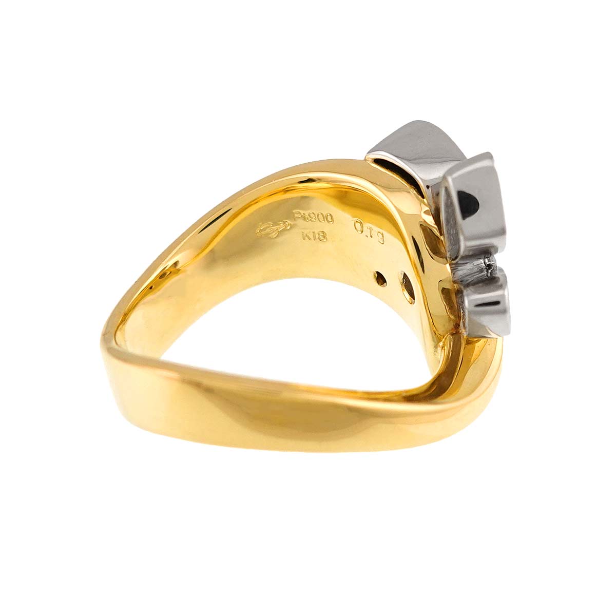 Diamond 0.19ct ring Pt 18K YG 750 6.25-6.5(US)