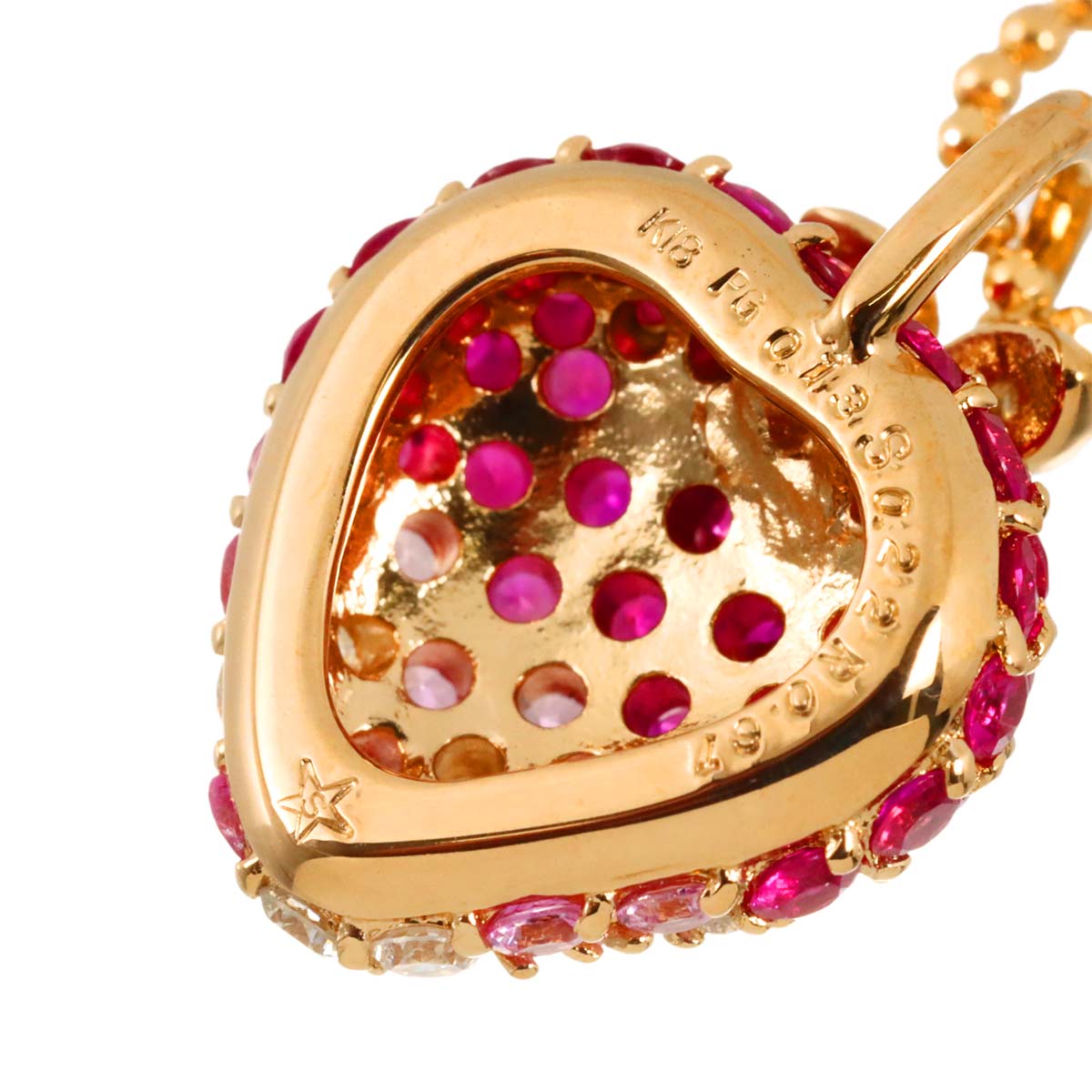 Ruby Sapphire Diamond Necklace 18K PG 750