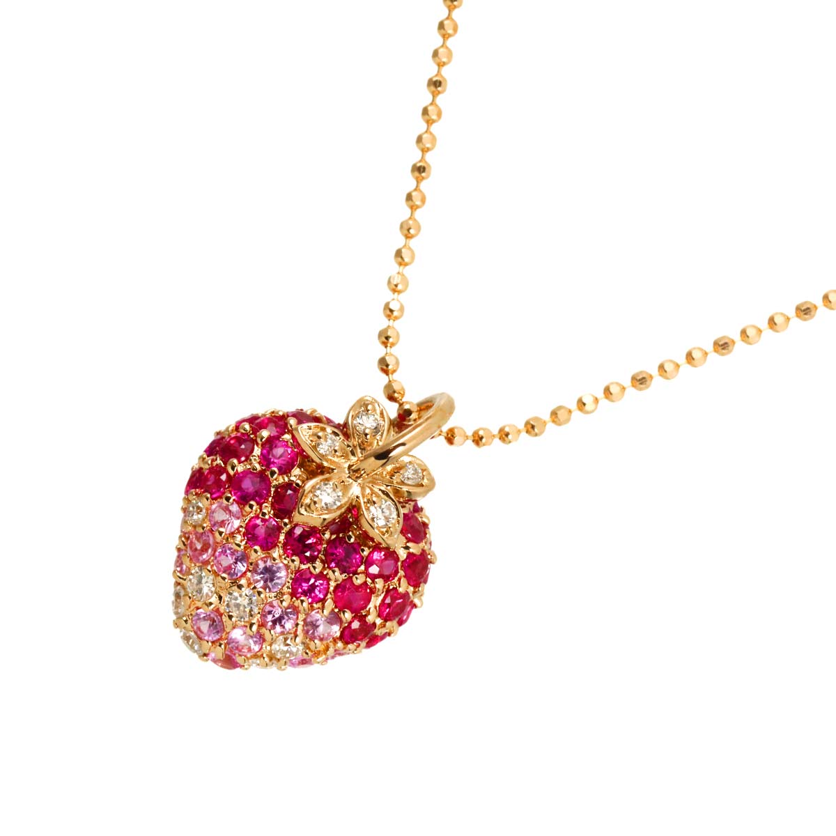 Ruby Sapphire Diamond Necklace 18K PG 750