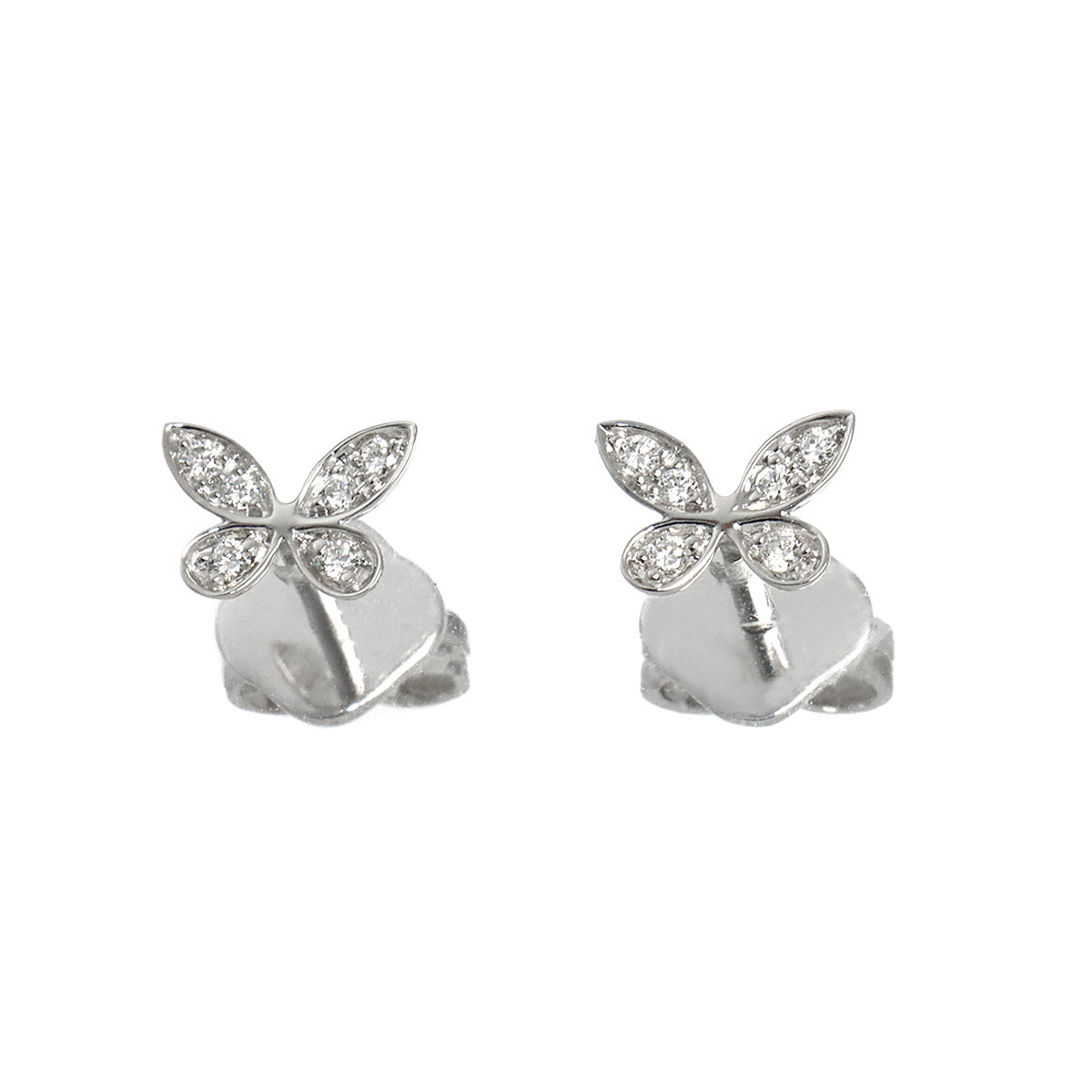 Pave butterfly Diamond Earrings Pierced 18K WG 750