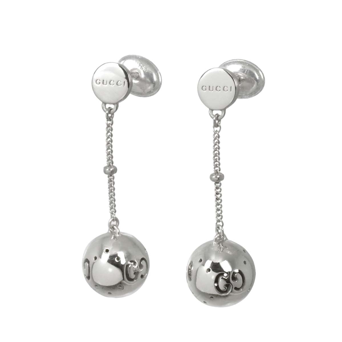 Logo Earrings Pierced 18K White Gold 750