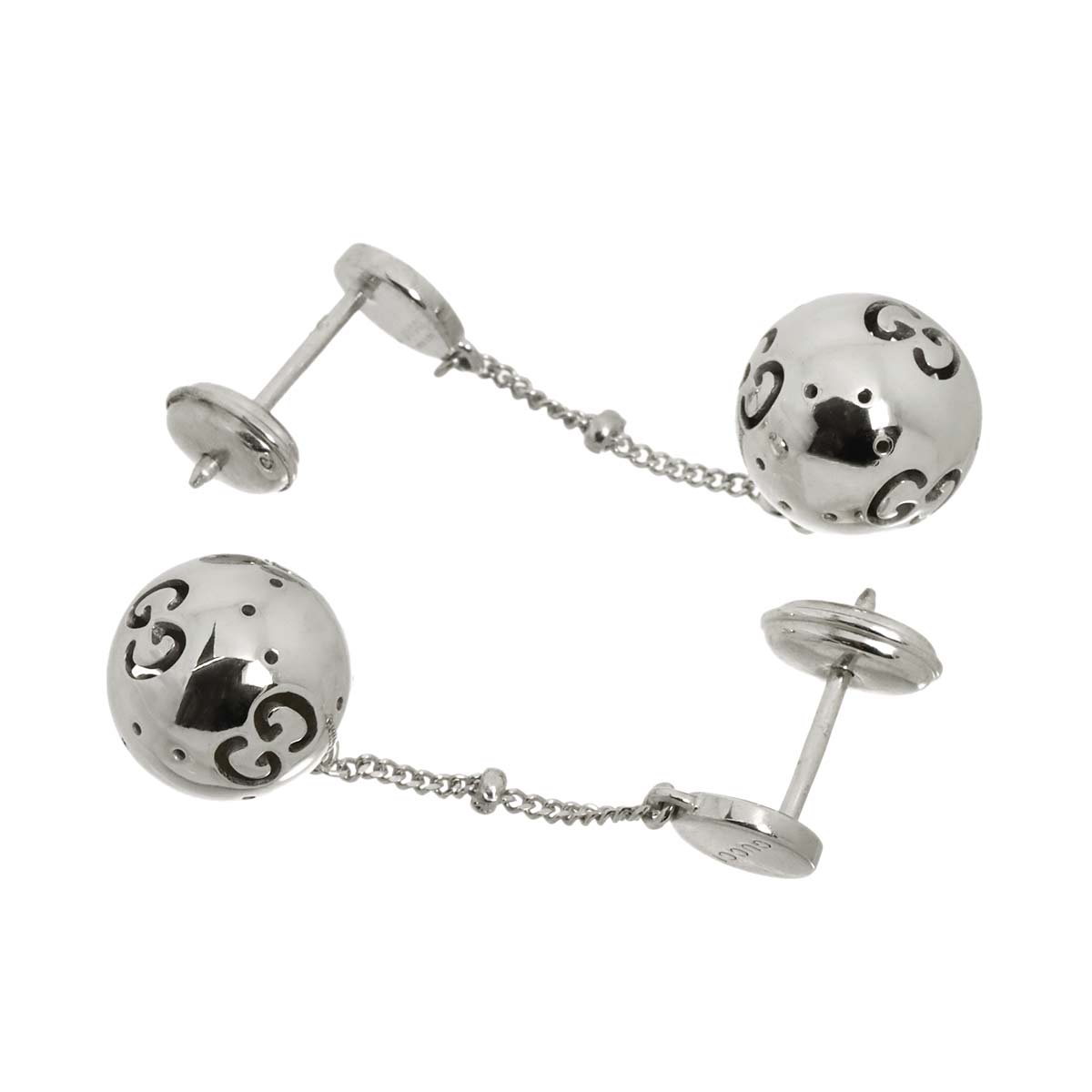 Logo Earrings Pierced 18K White Gold 750