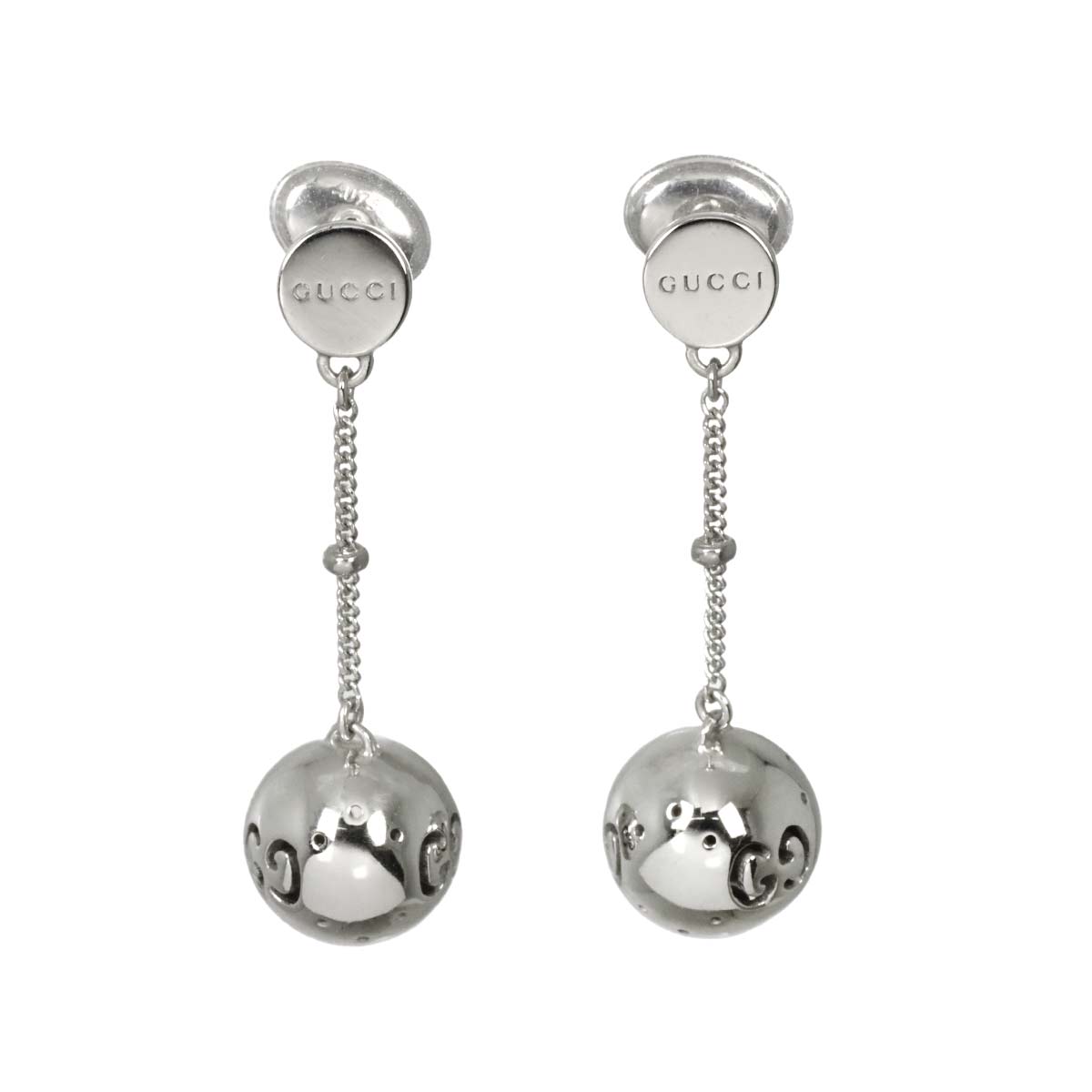 Logo Earrings Pierced 18K White Gold 750