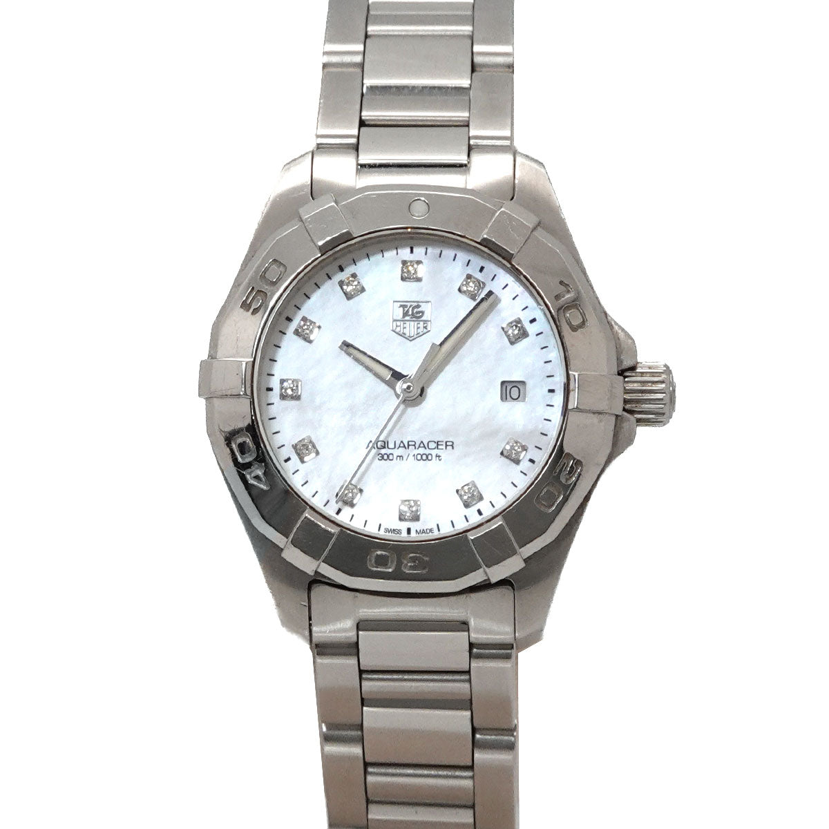 Aquaracer 300 WAY1413 Quartz 11P Diamond Date Ladies Watch