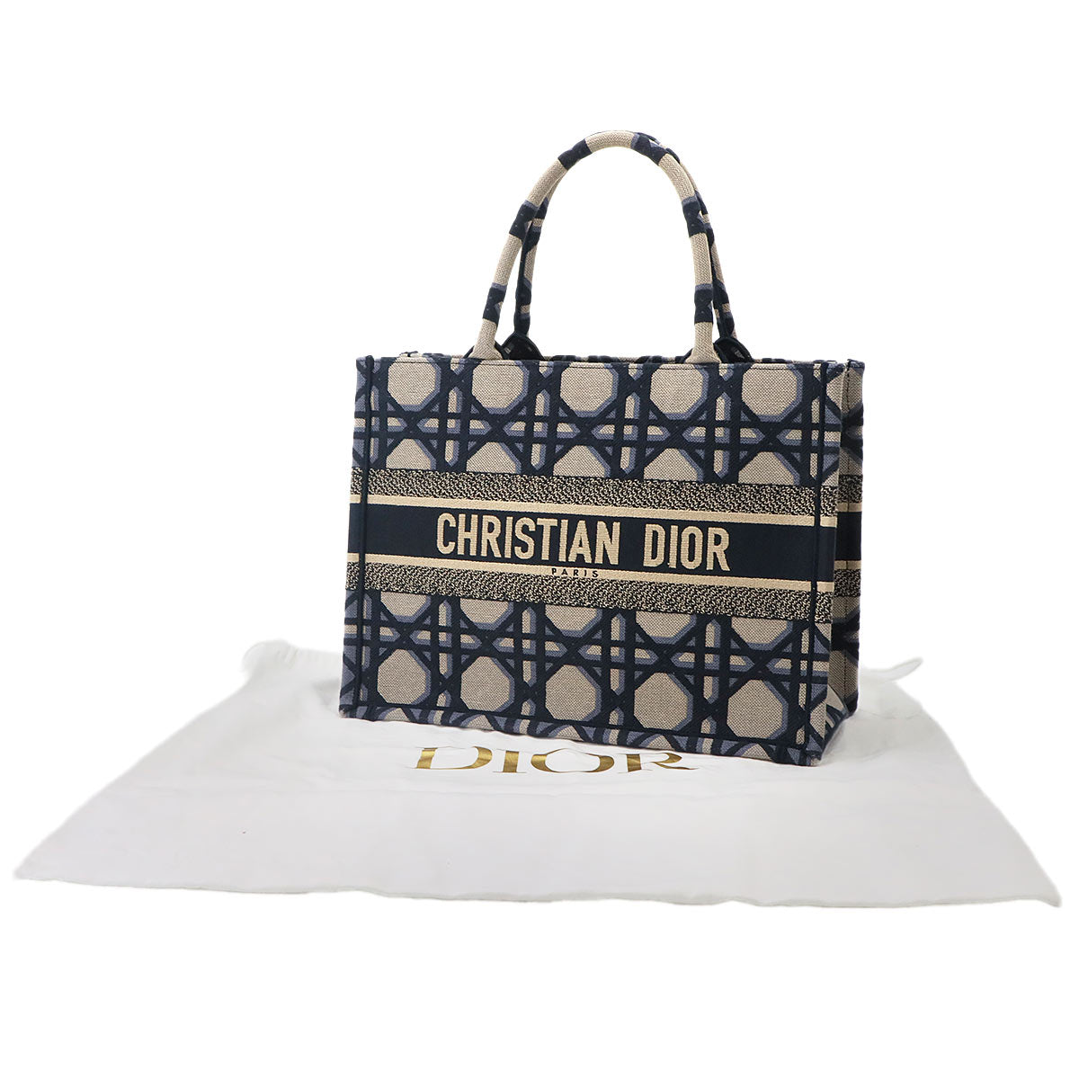 Macrocannage Book Tote Medium Bag Canvas Navy M1296ZZAU