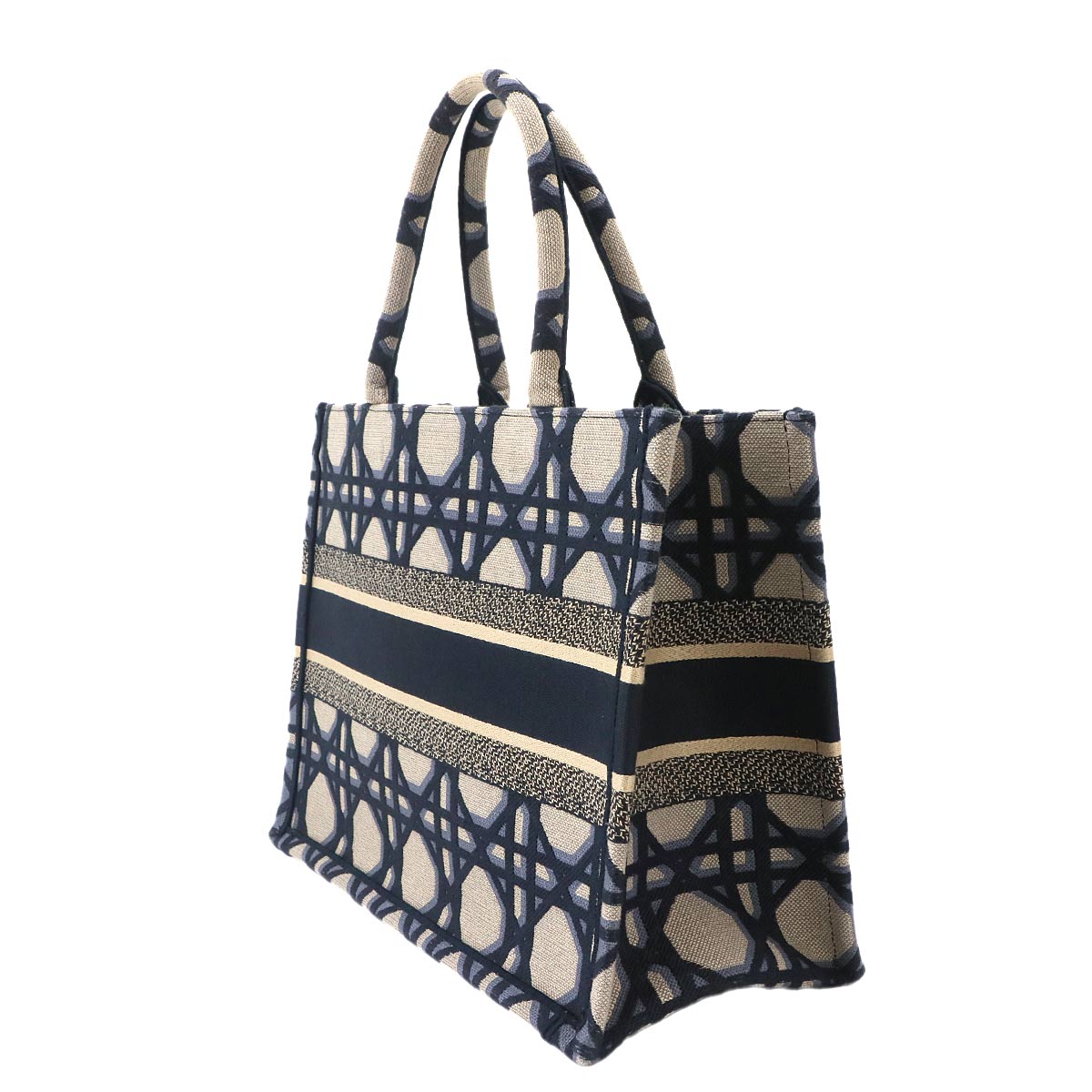 Macrocannage Book Tote Medium Bag Canvas Navy M1296ZZAU