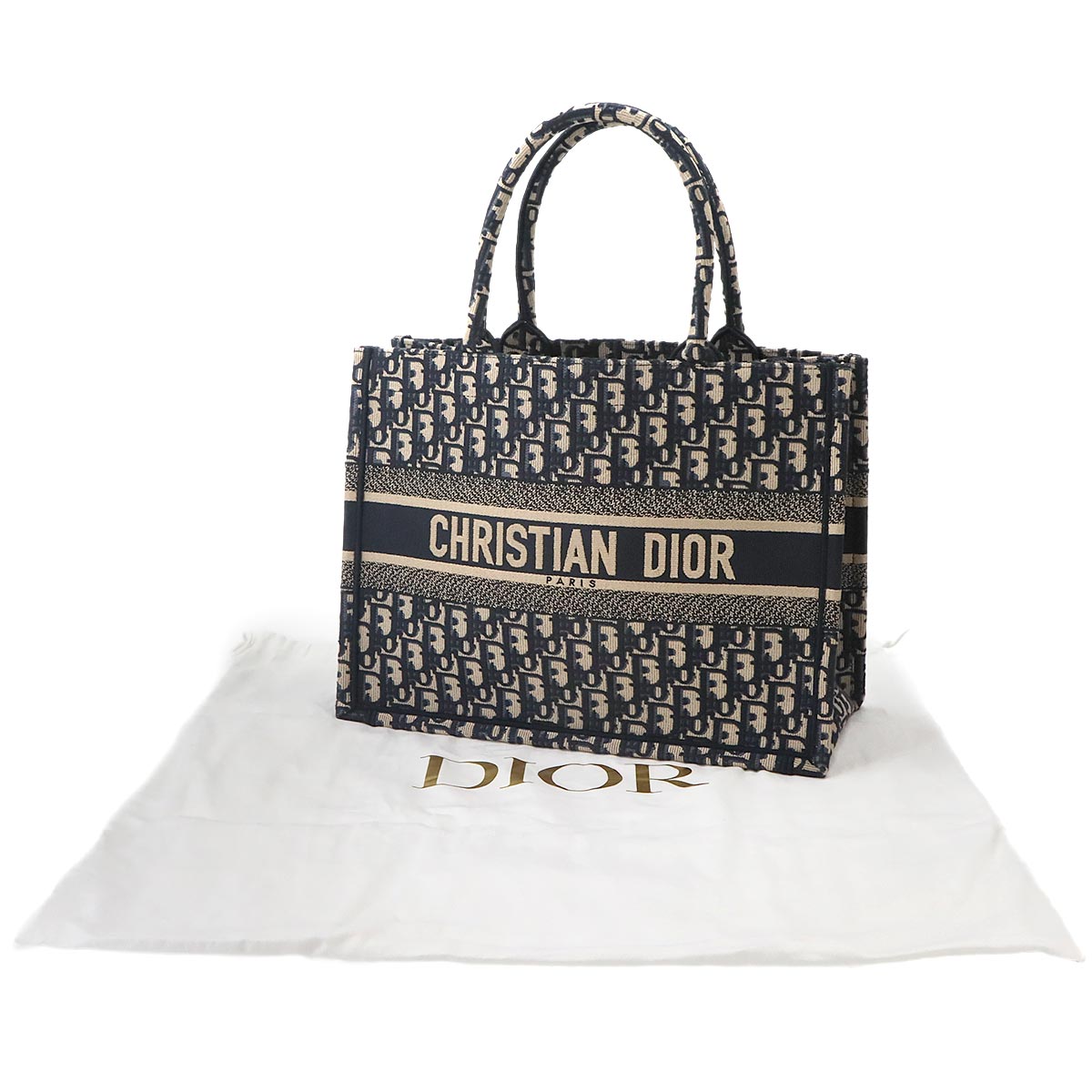 Oblique Book Tote Medium Bag Canvas Navy M1296ZRIW
