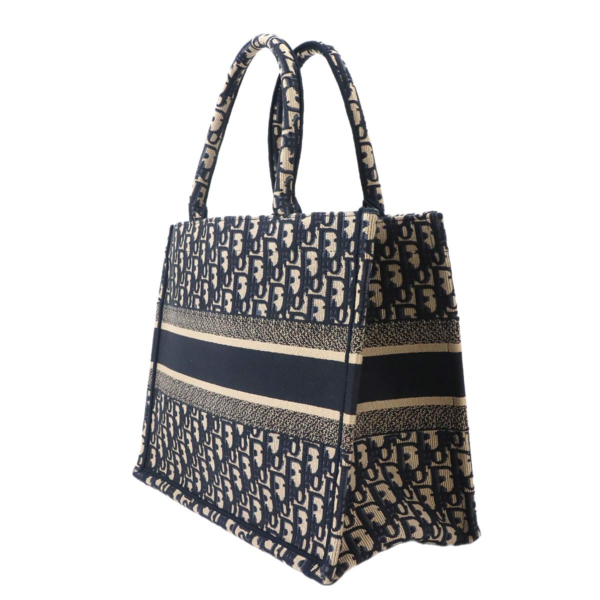 Oblique Book Tote Medium Bag Canvas Navy M1296ZRIW