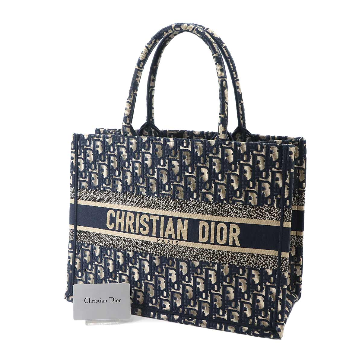 Oblique Book Tote Medium Bag Canvas Navy M1296ZRIW