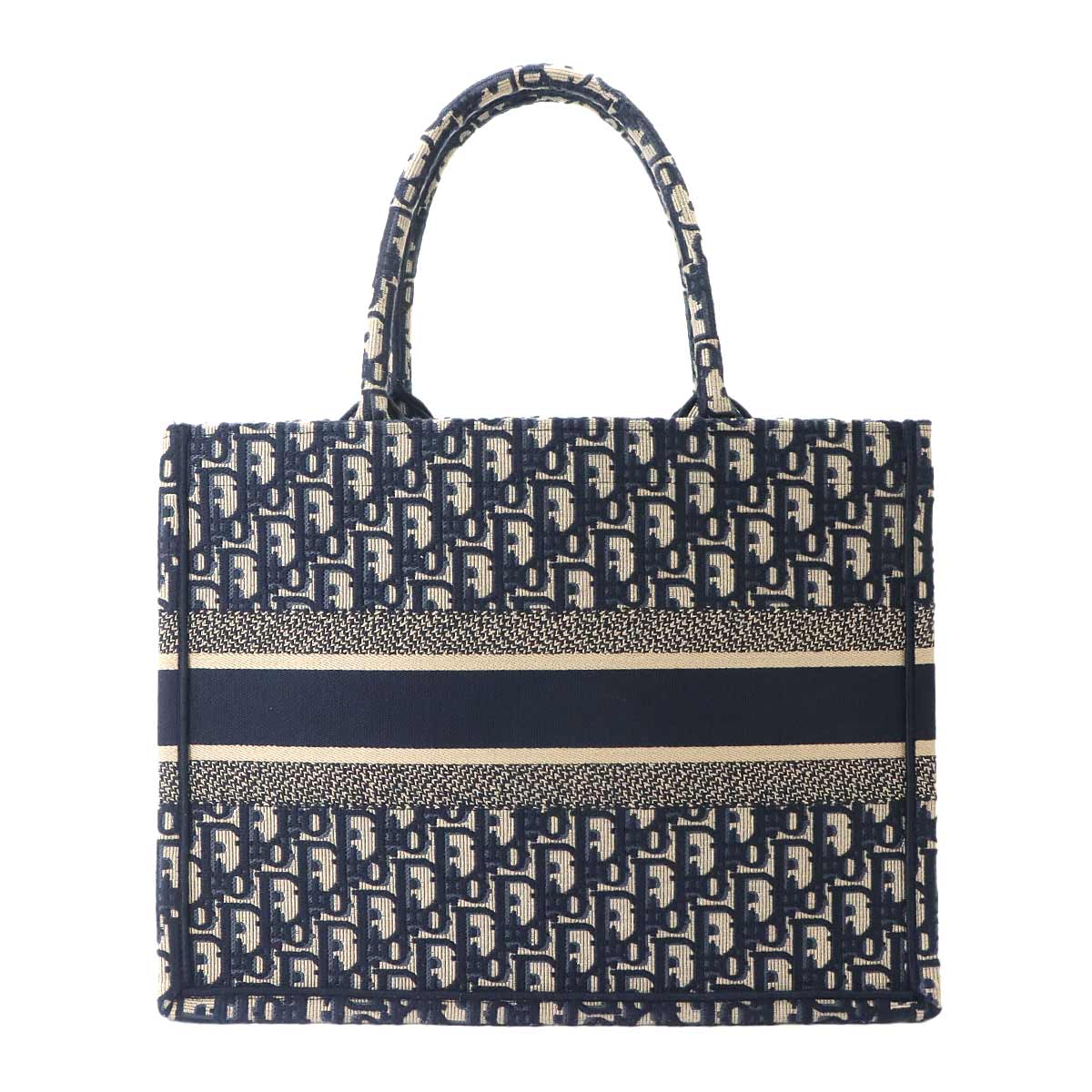 Oblique Book Tote Medium Bag Canvas Navy M1296ZRIW