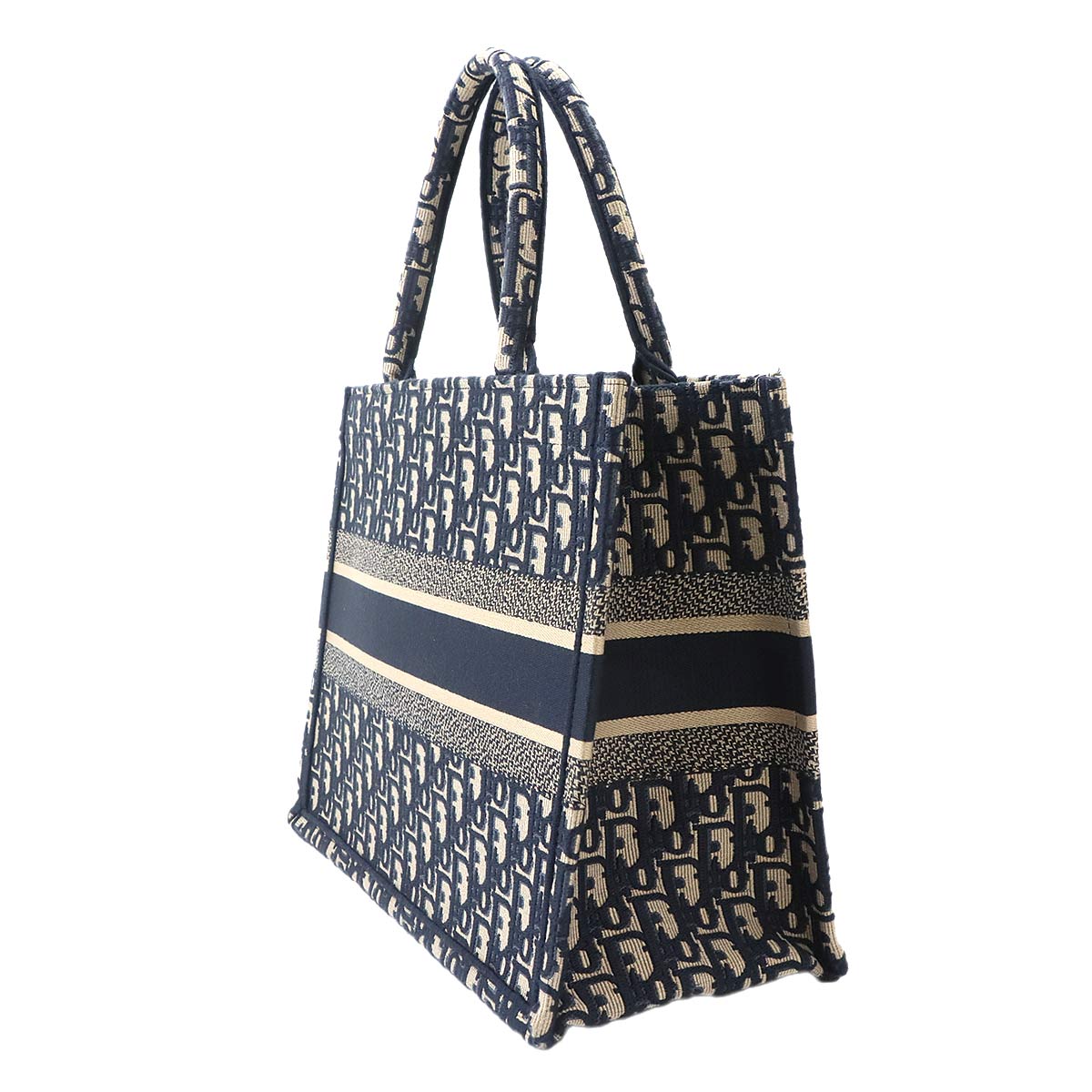 Oblique Book Tote Medium Bag Canvas Navy M1296ZRIW