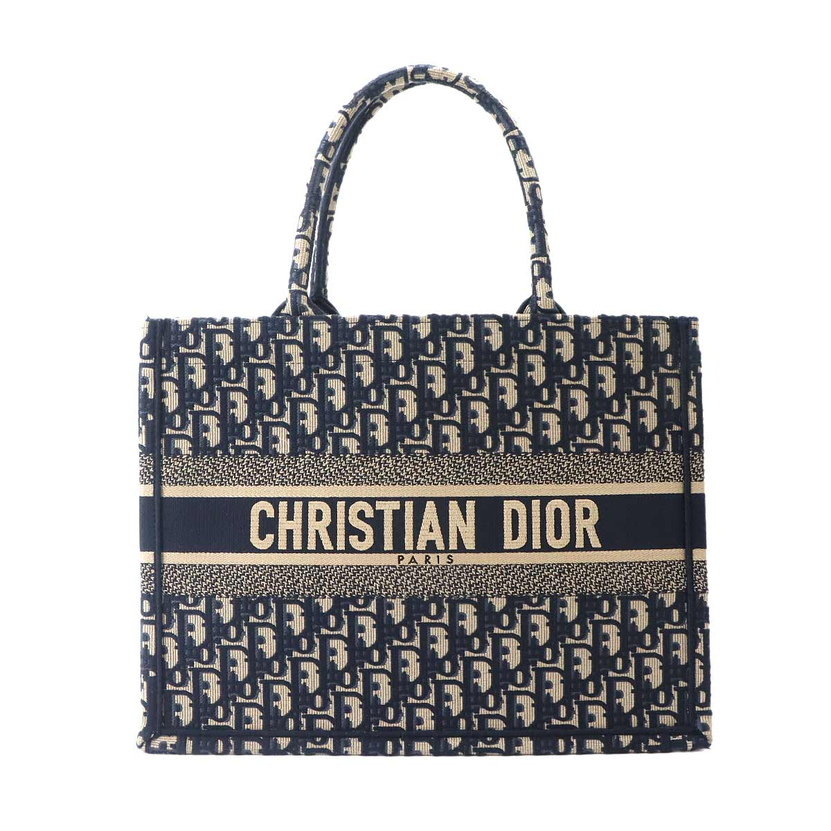 Oblique Book Tote Medium Bag Canvas Navy M1296ZRIW