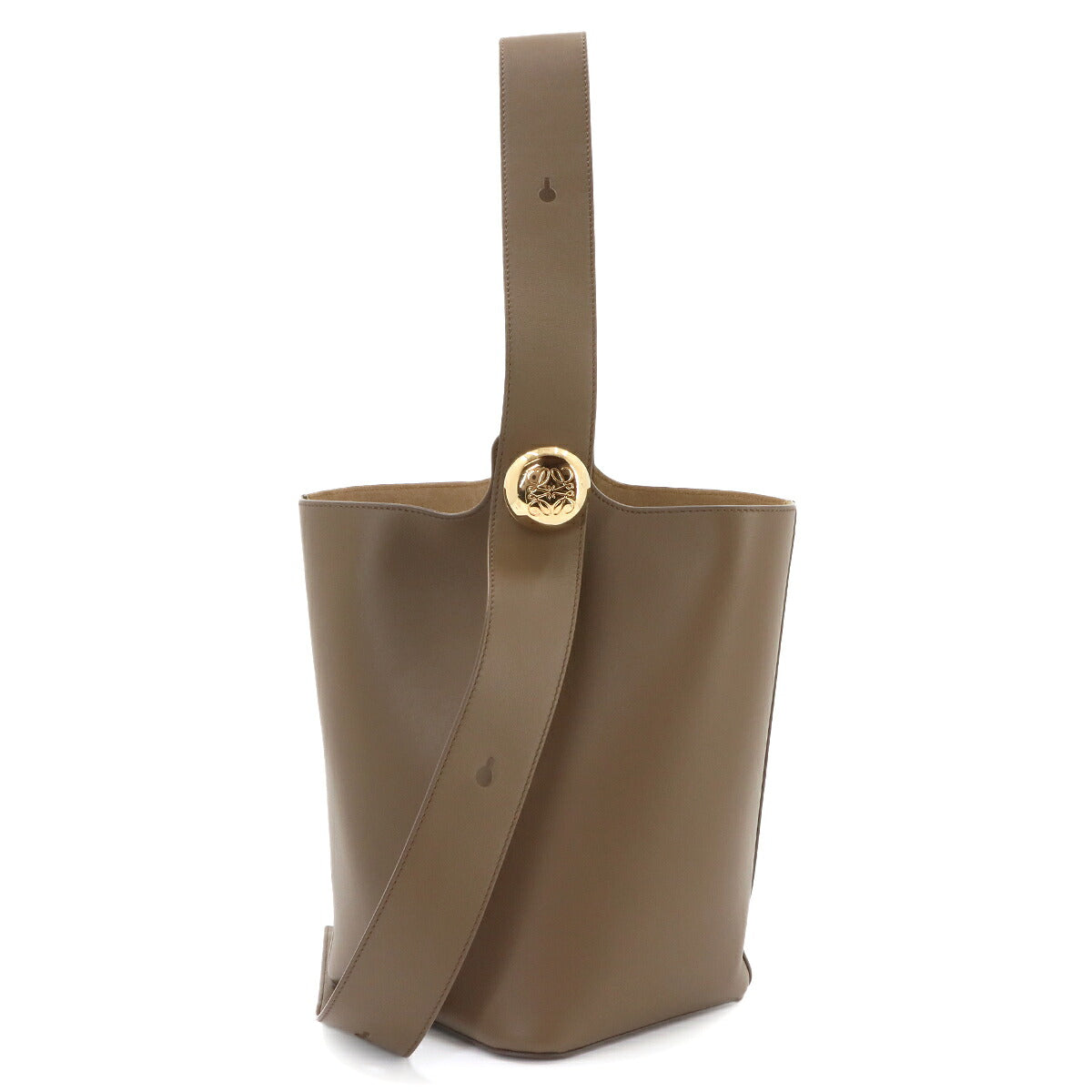 Pebble Bucket Bag Medium Hand Shoulder Bag Leather Brown