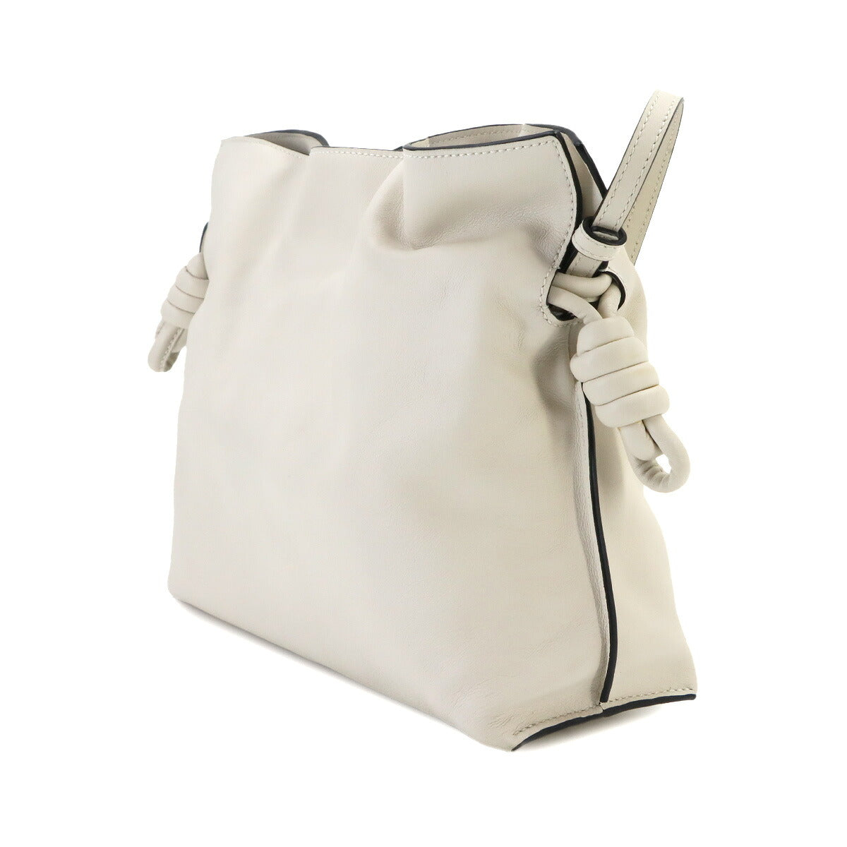 Flamenco Clutch Medium Shoulder Bag Leather White Purse