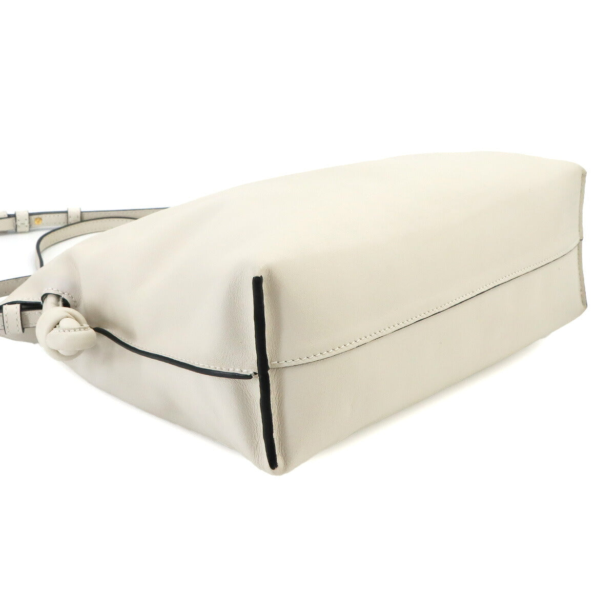 Flamenco Clutch Medium Shoulder Bag Leather White Purse