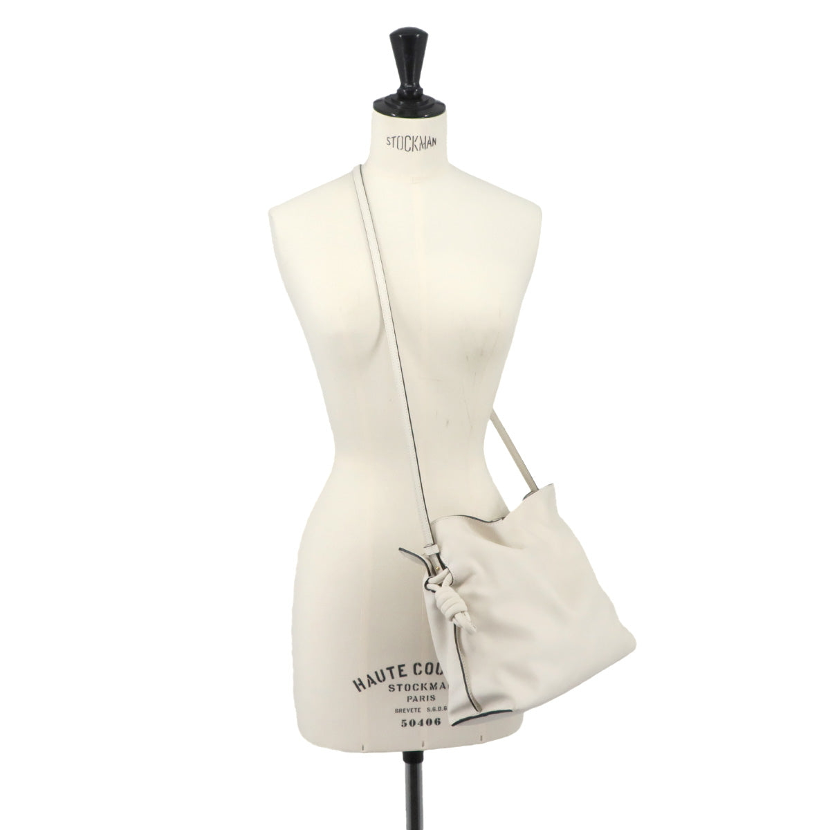 Flamenco Clutch Medium Shoulder Bag Leather White Purse