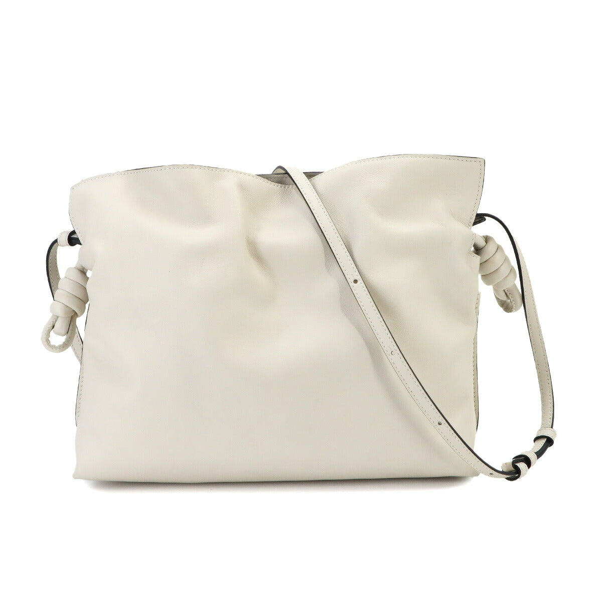 Flamenco Clutch Medium Shoulder Bag Leather White Purse