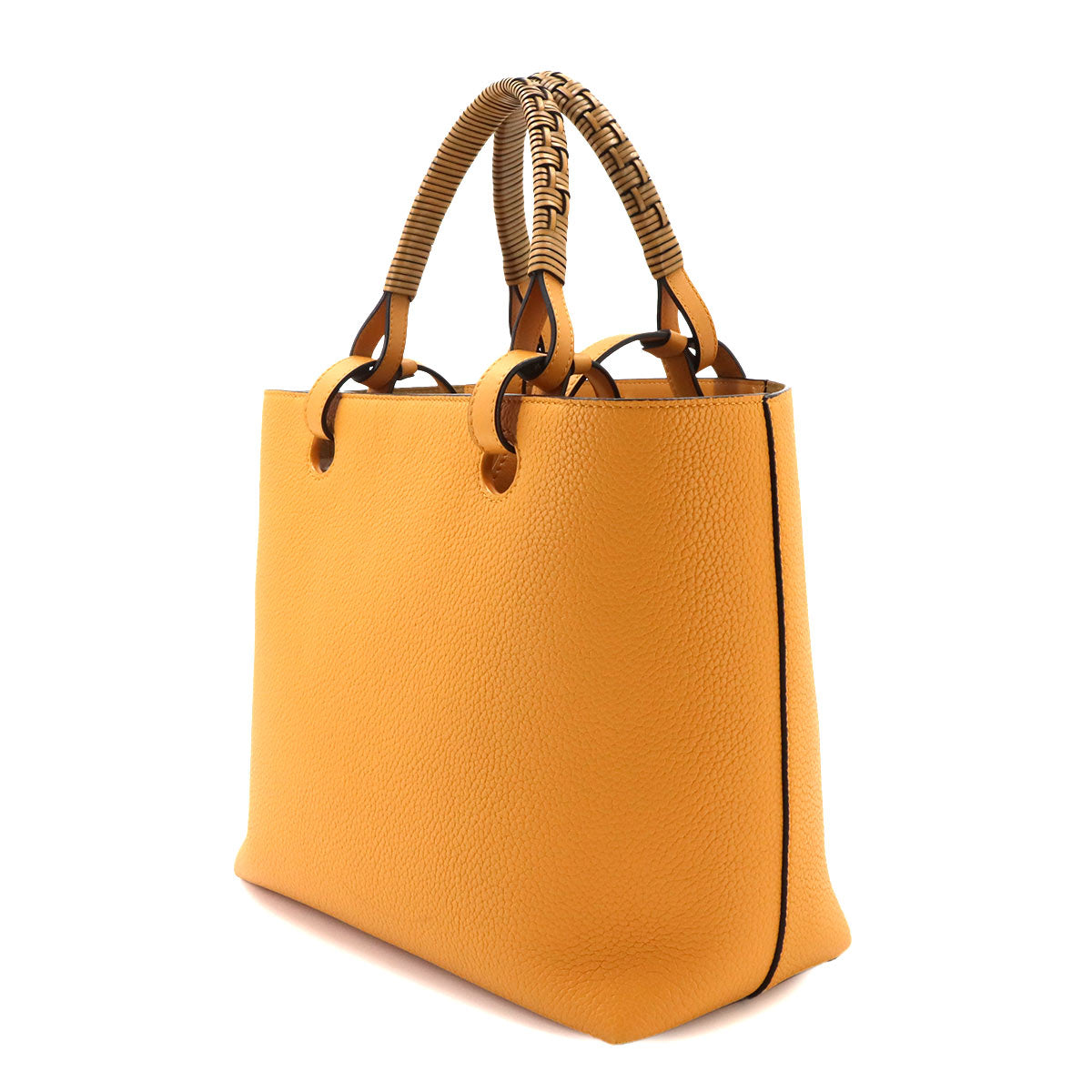 Anagram 2way Tote Shoulder Bag Leather Yellow Purse