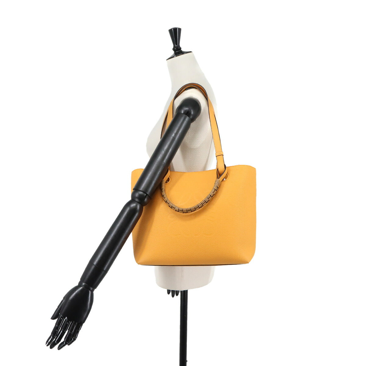 Anagram 2way Tote Shoulder Bag Leather Yellow Purse
