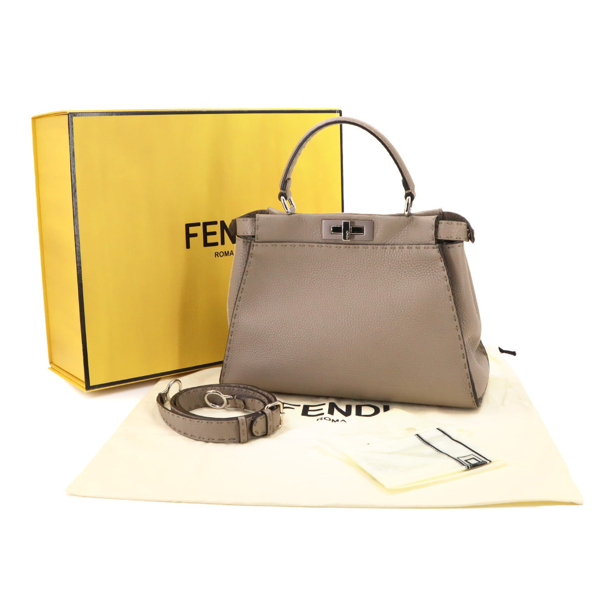 Selleria Peekaboo Regular 2way Hand Bag Leather Beige 8BN290