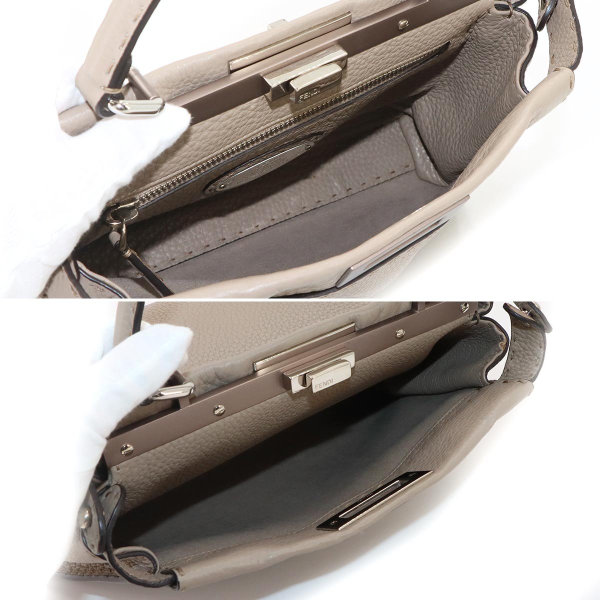 Selleria Peekaboo Regular 2way Hand Bag Leather Beige 8BN290