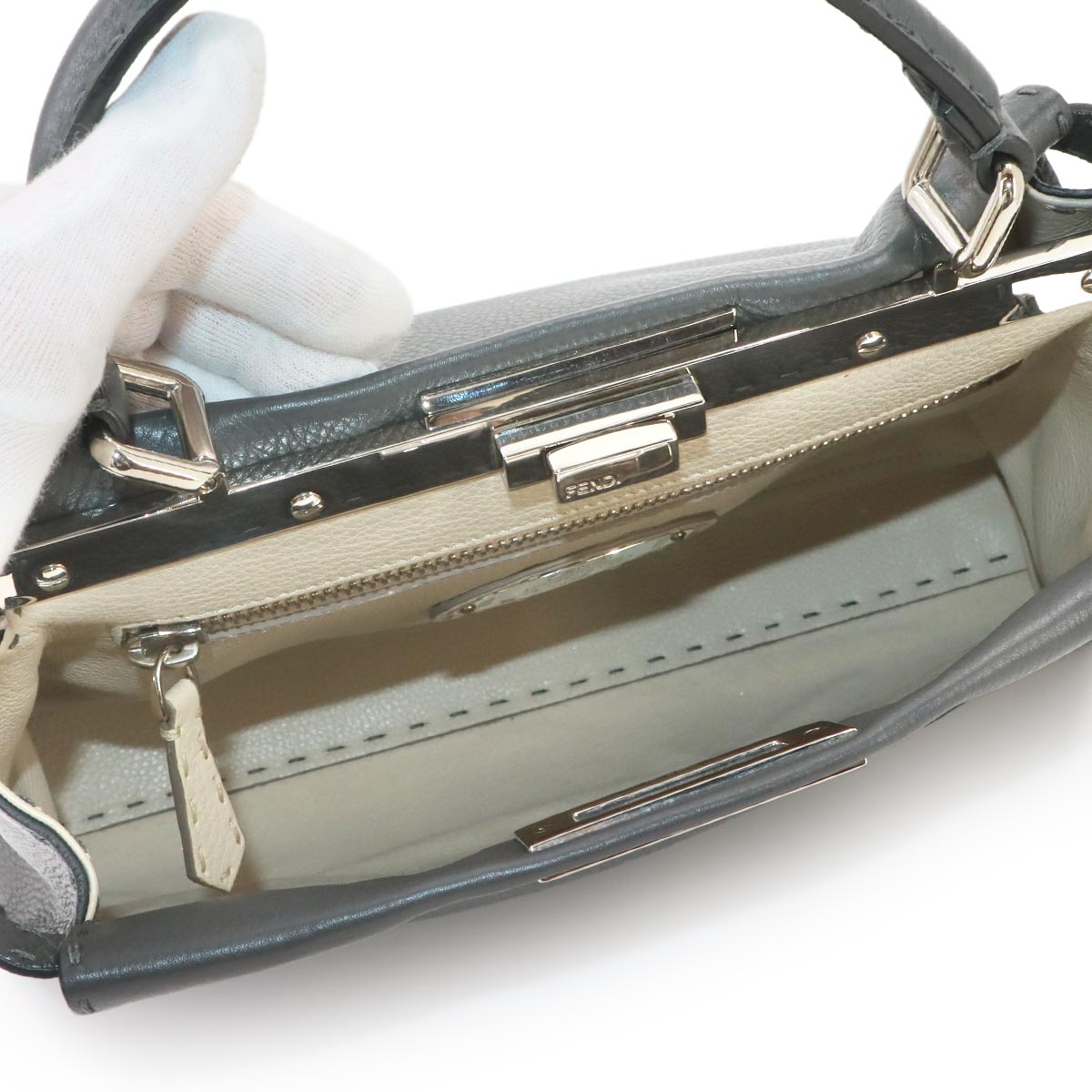 Seleria Peekaboo Regular 2way Hand Bag Leather Gray 8BN290