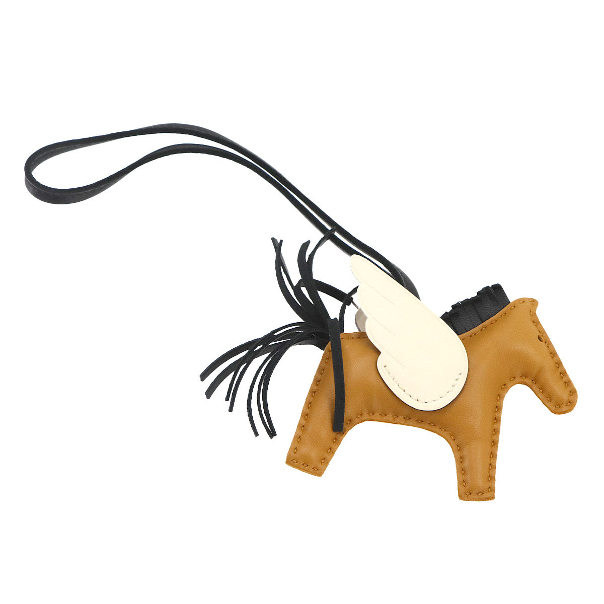 Rodeo Pegasus PM Bag Charm Agneau Milo Sesame Black Nata