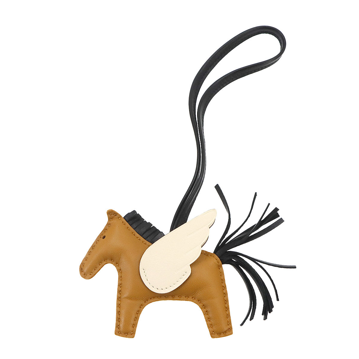 Rodeo Pegasus PM Bag Charm Agneau Milo Sesame Black Nata